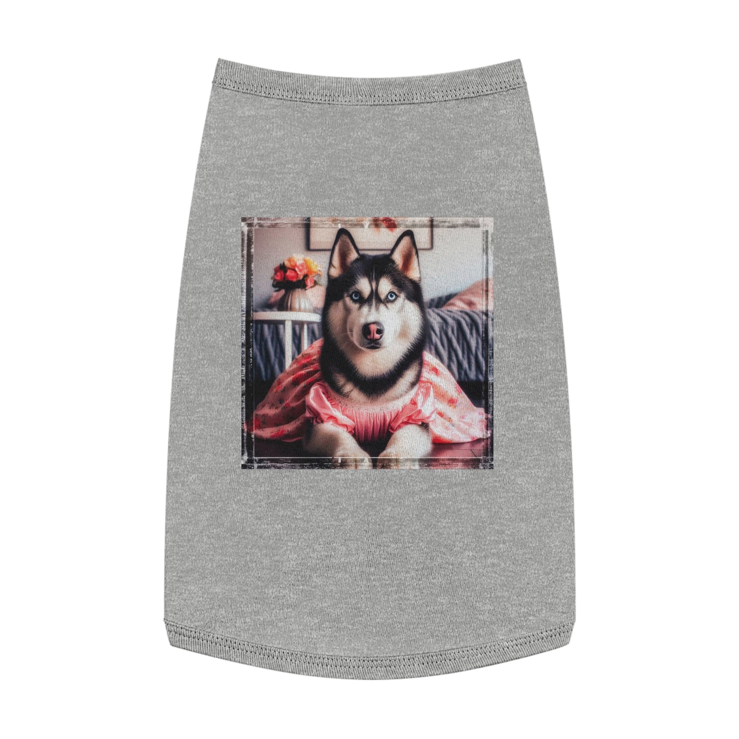 Pet Tank Top Husky pretty pink dress Pets Printify L Heather