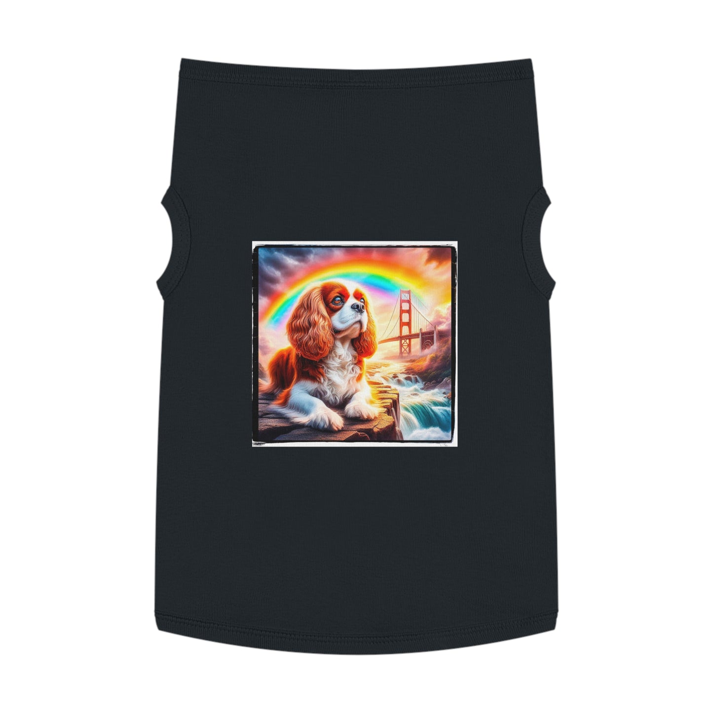Pet Tank Top Cavalier King Charles Spaniel Rainbow bridge T Shirt Pets Printify