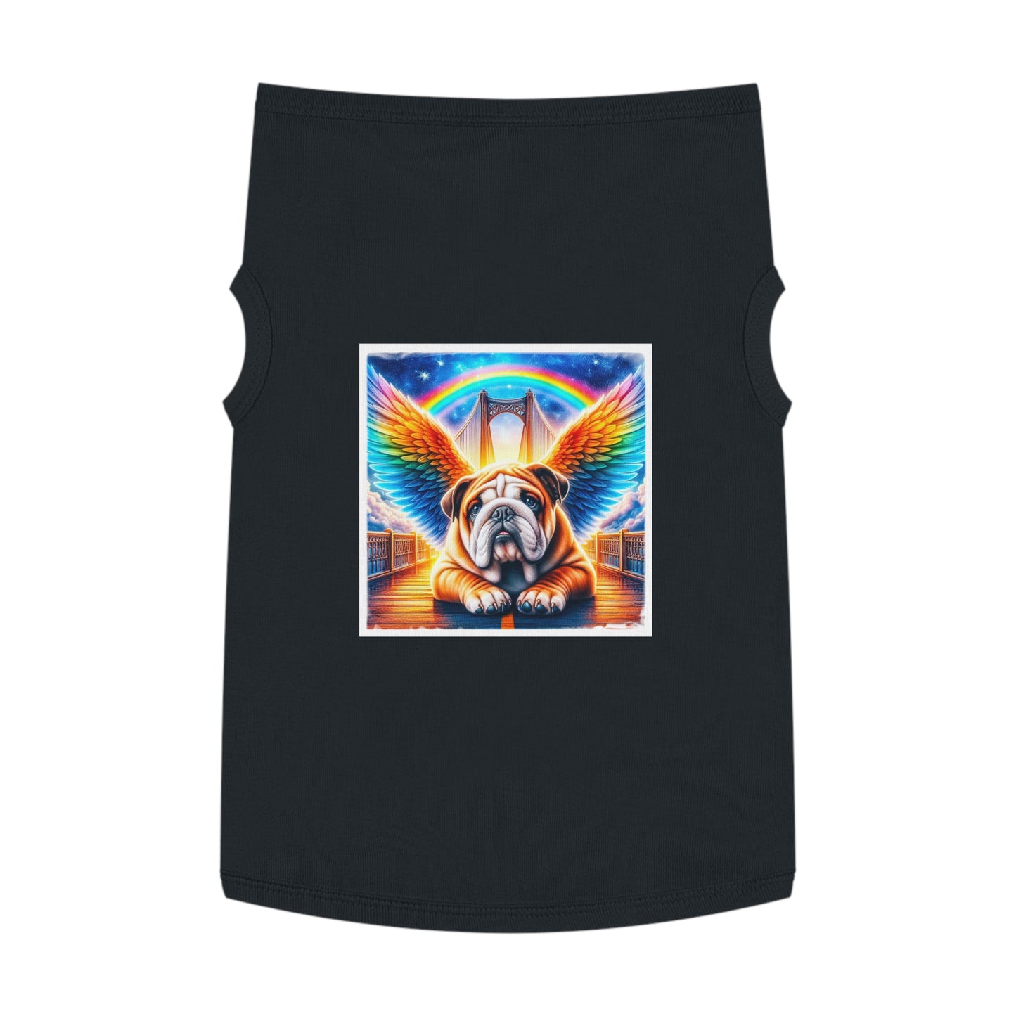 Pet Tank Top Bulldog rainbow bridge t shirt Pets Printify