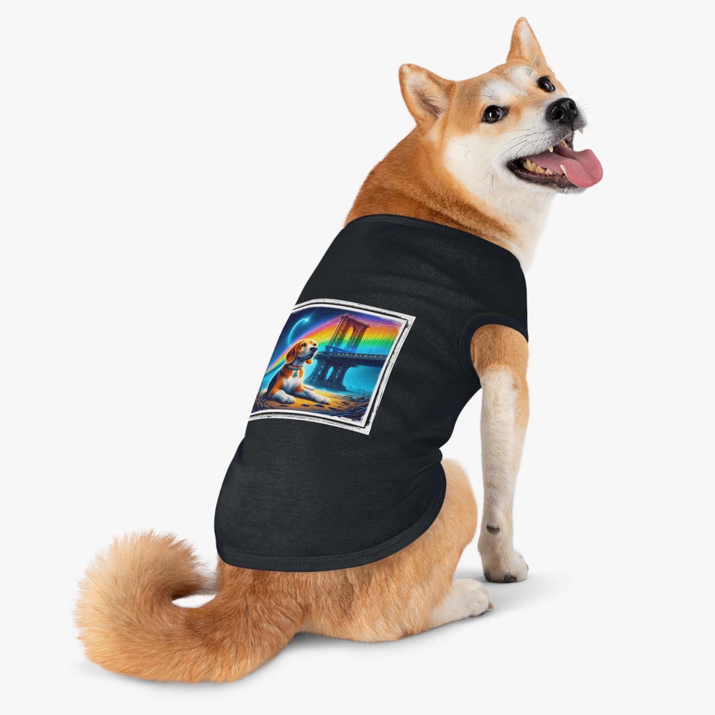 Pet Tank Top Beagle Rainbow Bridge Night Pets Printify