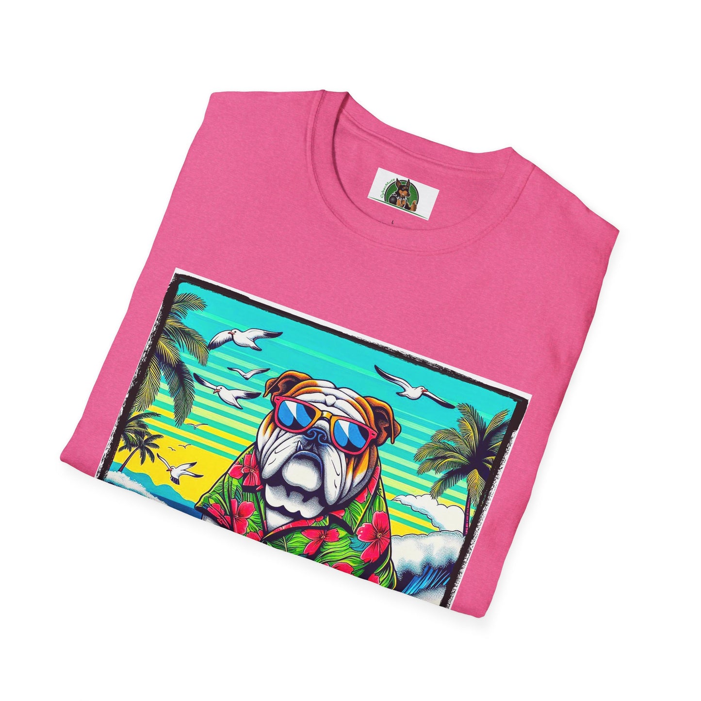 Bulldog sufer dude t shirt