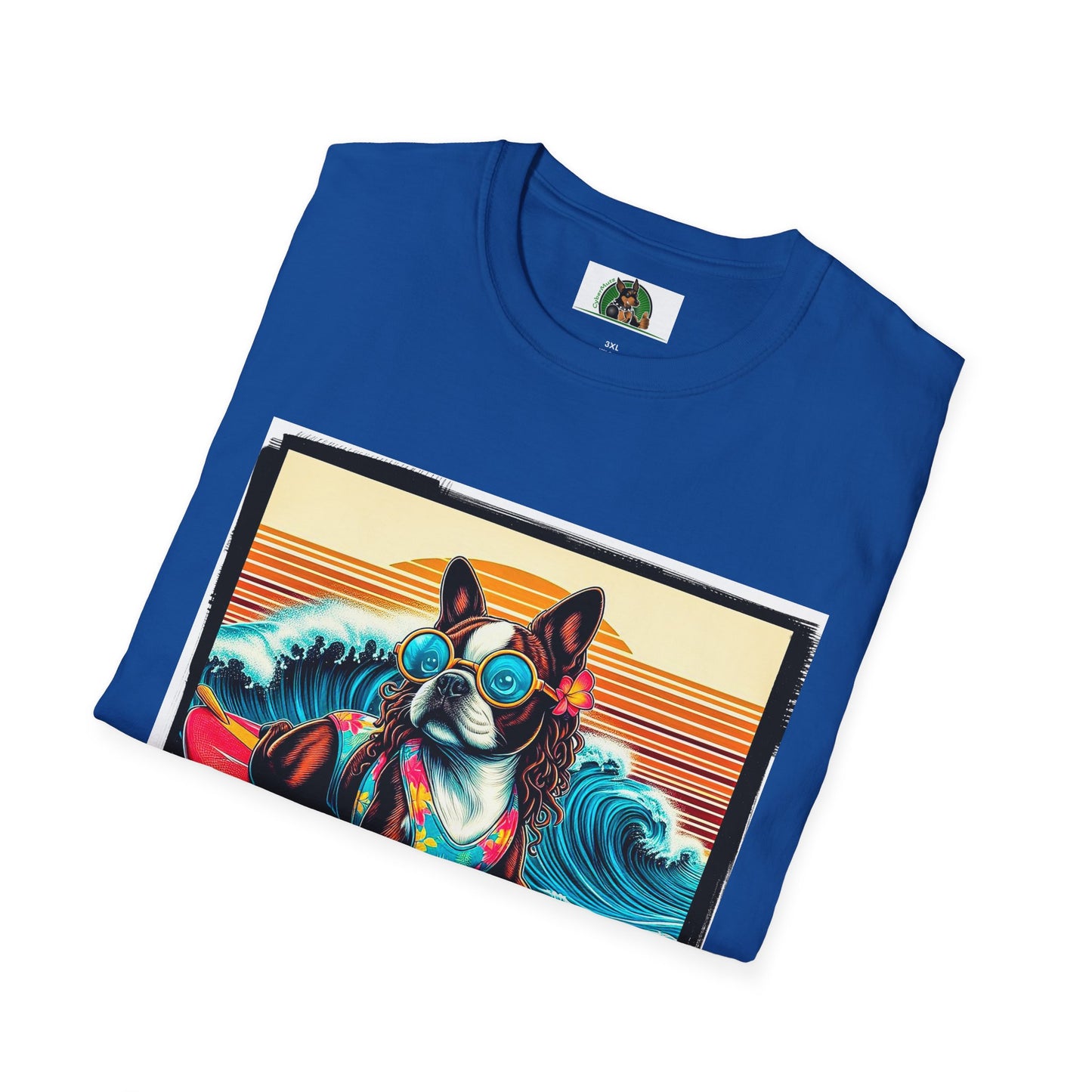 Boston Terrier Surfer Dog T-Shirt Printify