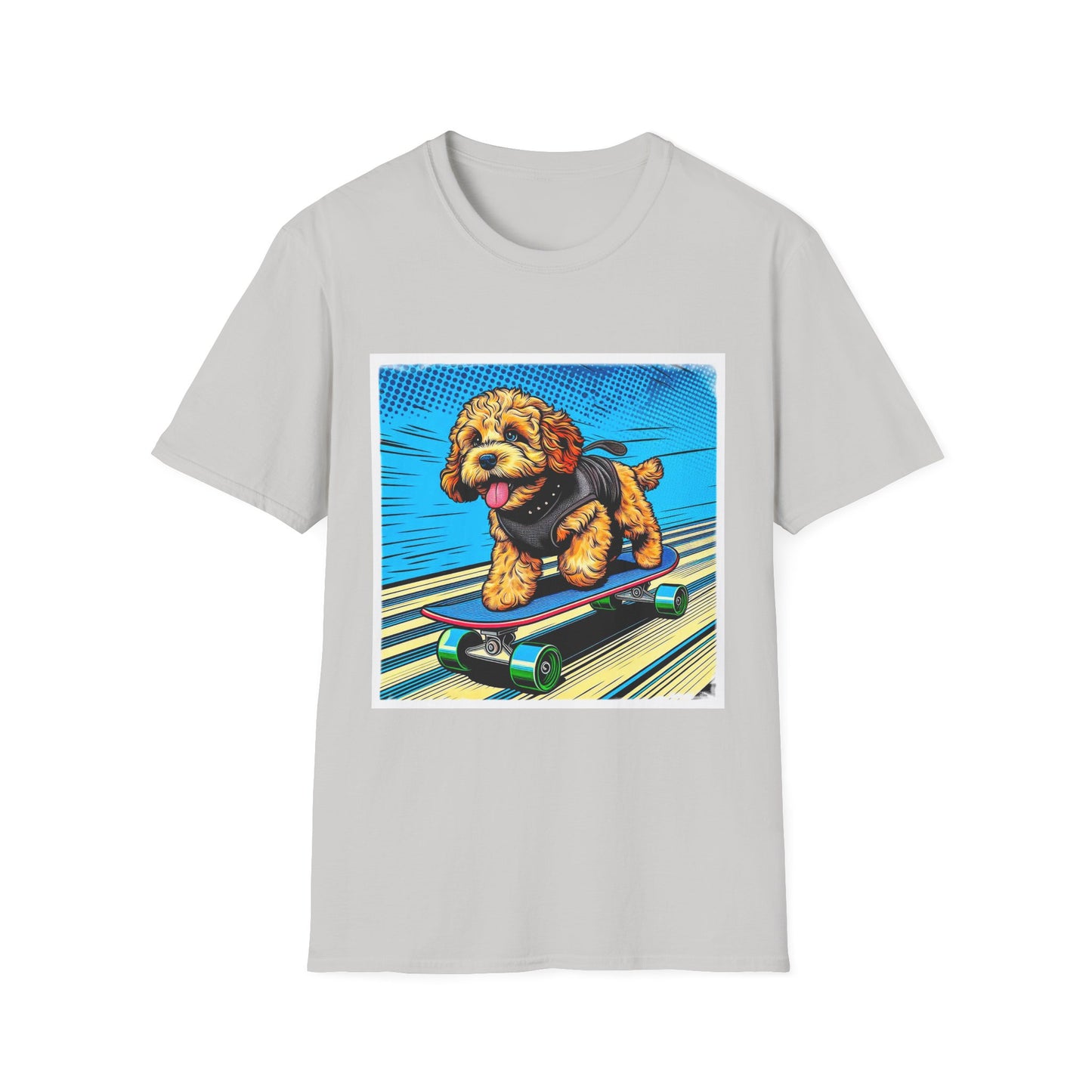 CockerPoo flying high t shirt T-Shirt Printify S Ice Grey