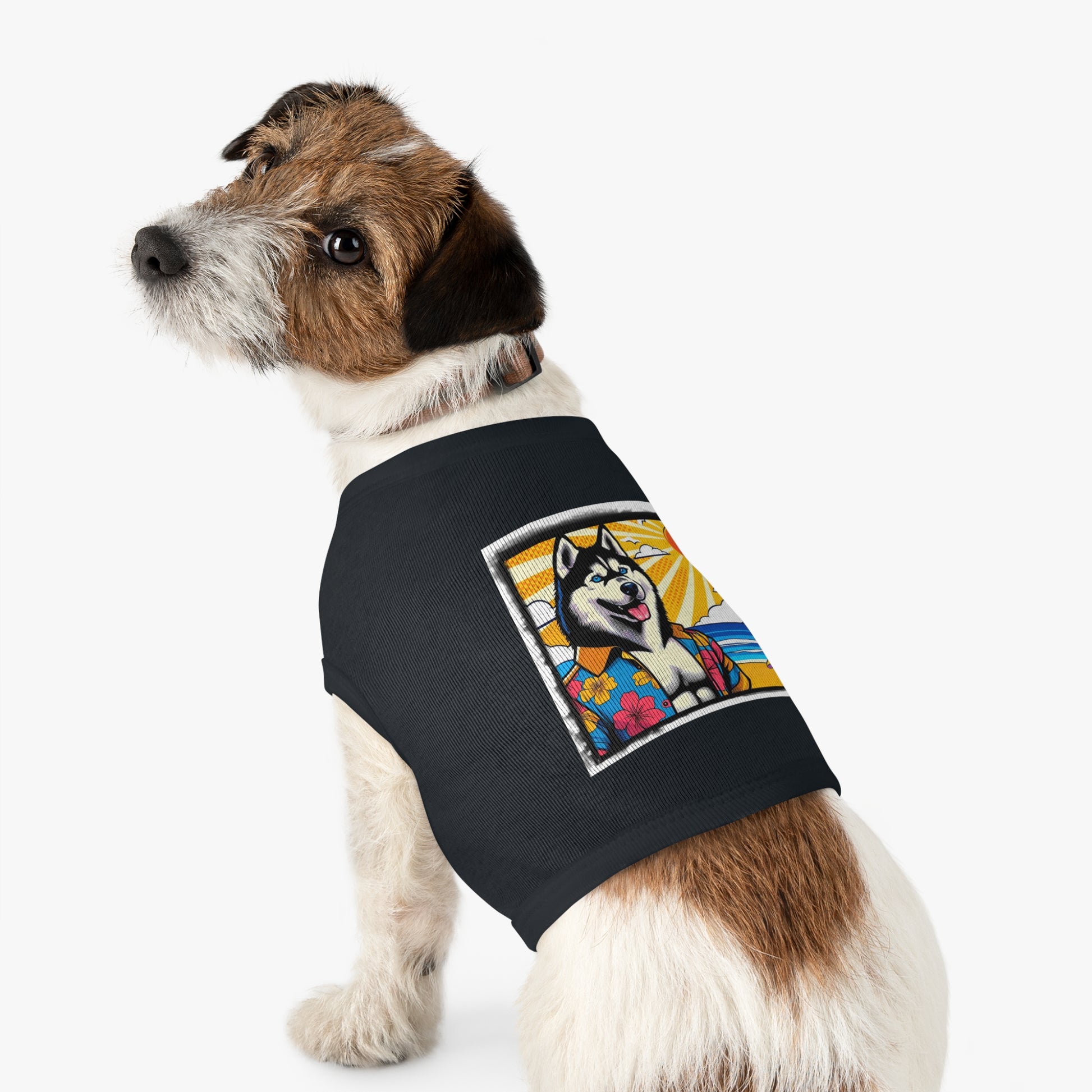 Pet Tank Top Husky beach day Pets Printify