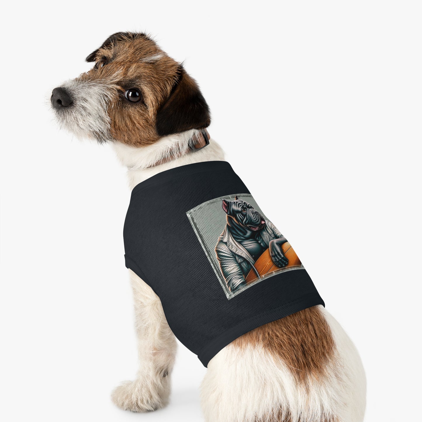 Pet Tank Top Cane Corso In Leather Jacket Surfer Pets Printify