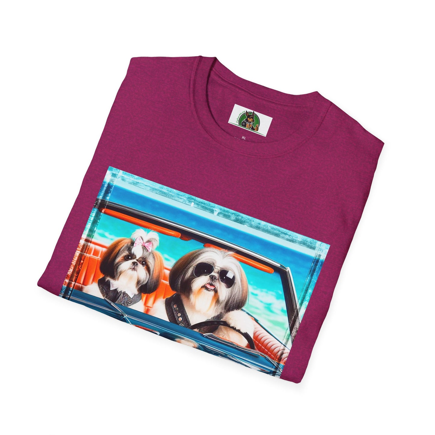 Wacky Shih Tzu couple driving