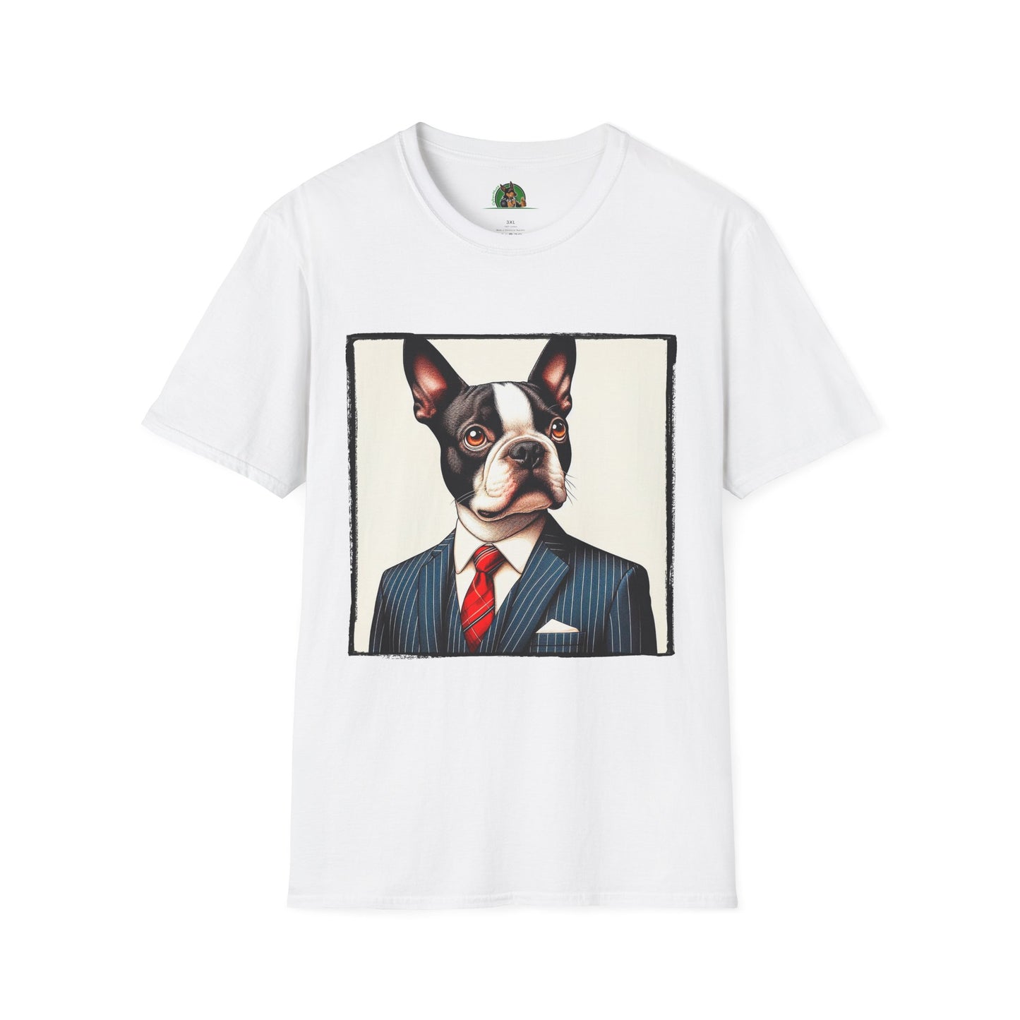 Boston Terrier Dog In Suit T-Shirt Printify XS White