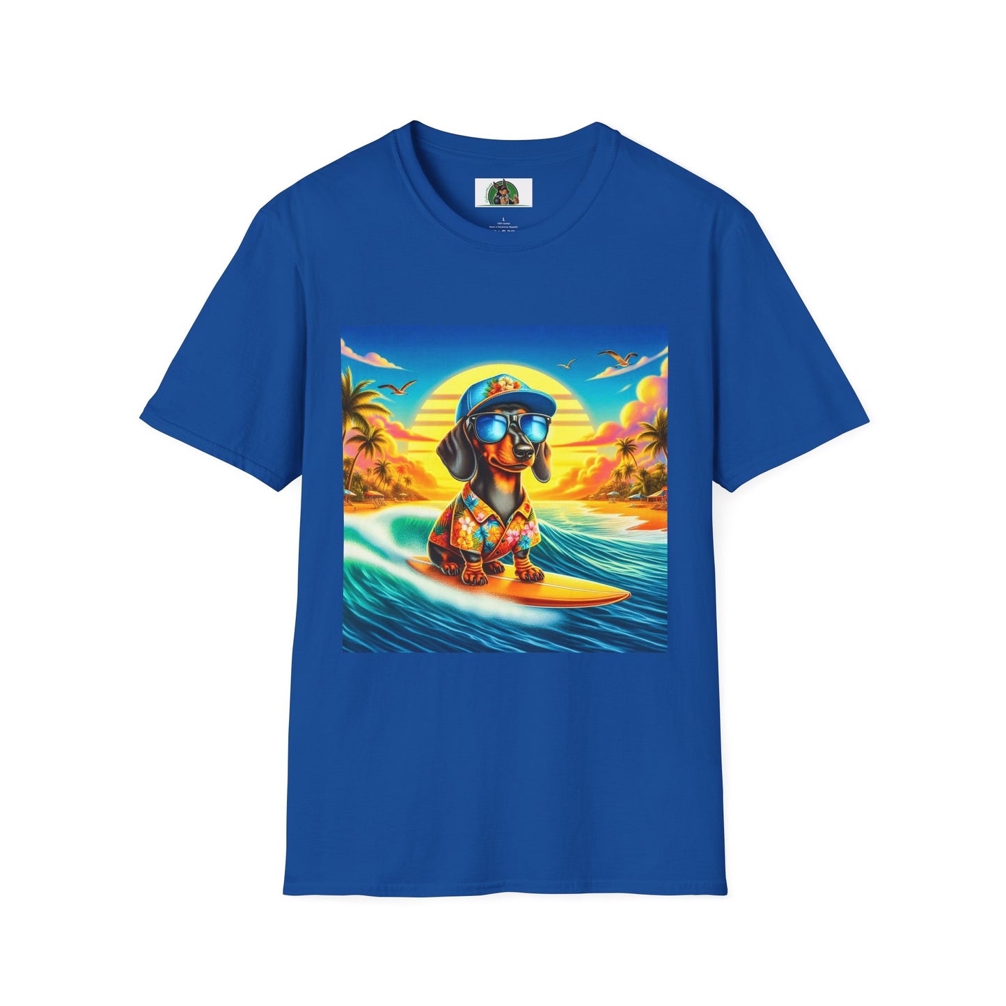 Dachshund crashing waves t shirt T-Shirt Printify Royal S