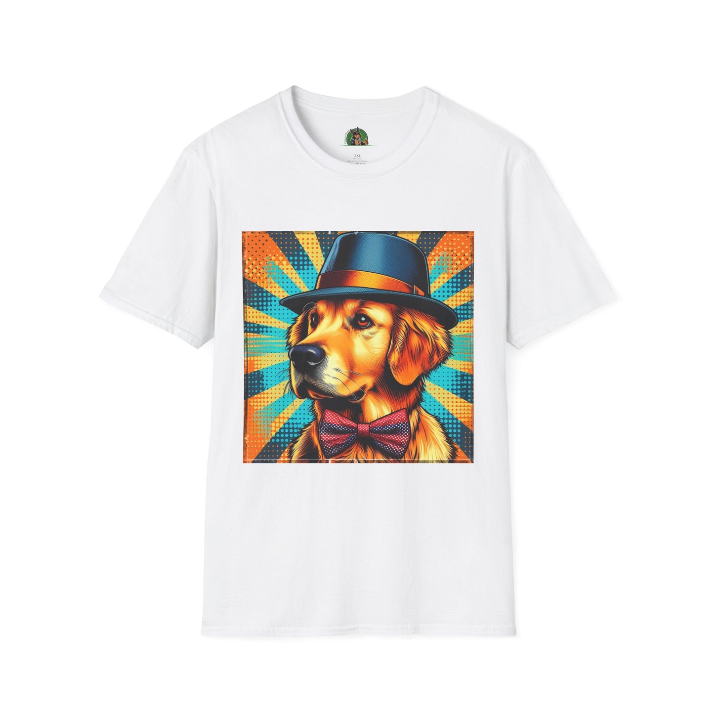 Golden Retriever fun top hat shirt T-Shirt Printify XS White