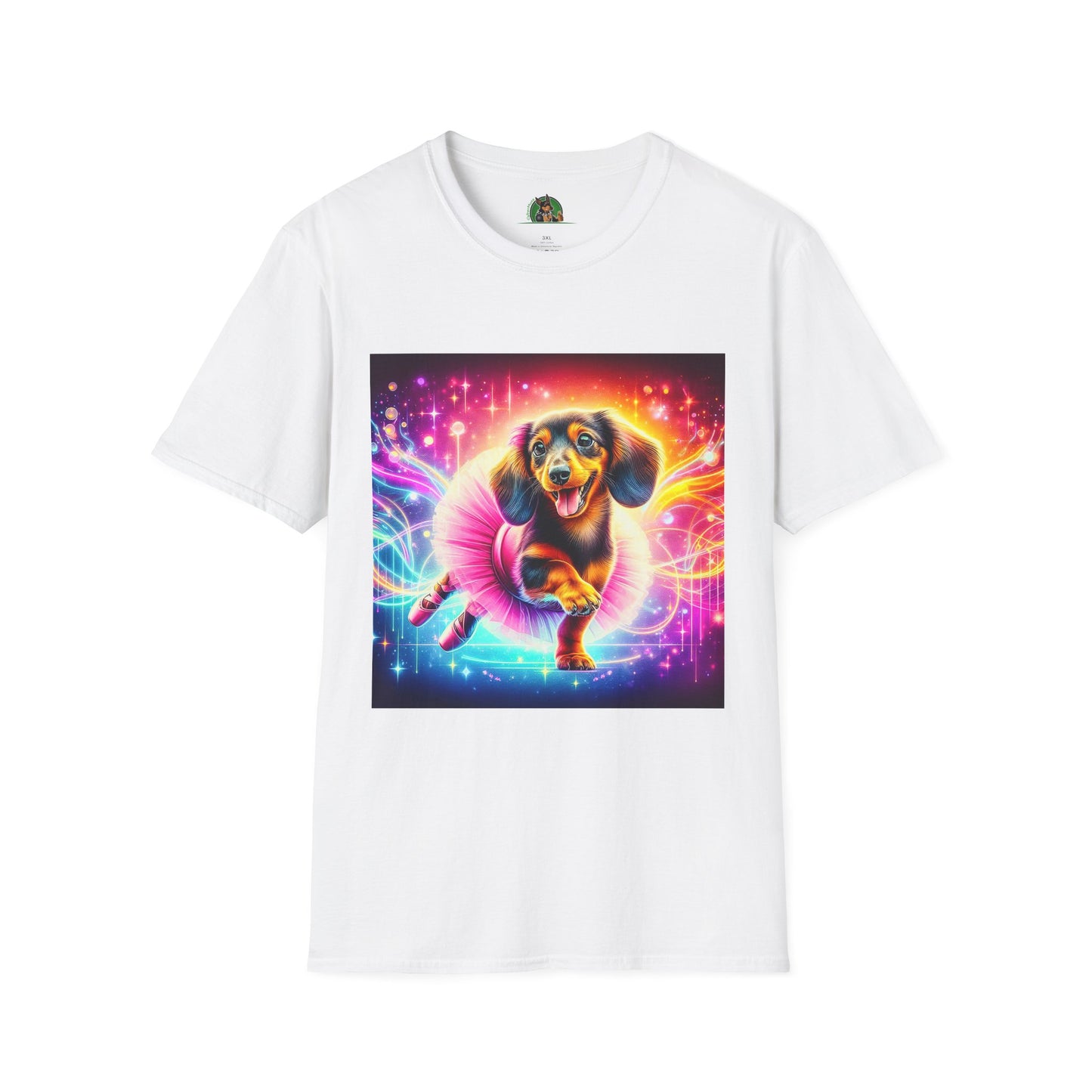 Dachshund dancing ballerina t shirt T-Shirt Printify S White