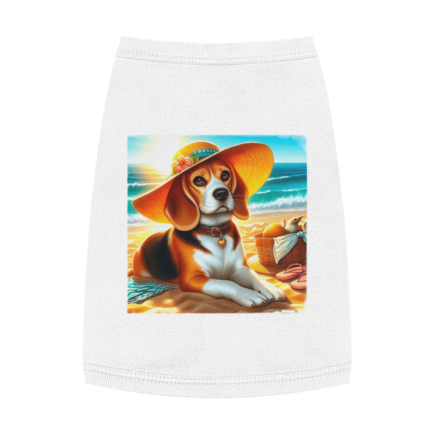 Pet Tank Top Beagle Wearing Sun Hat Pets Printify