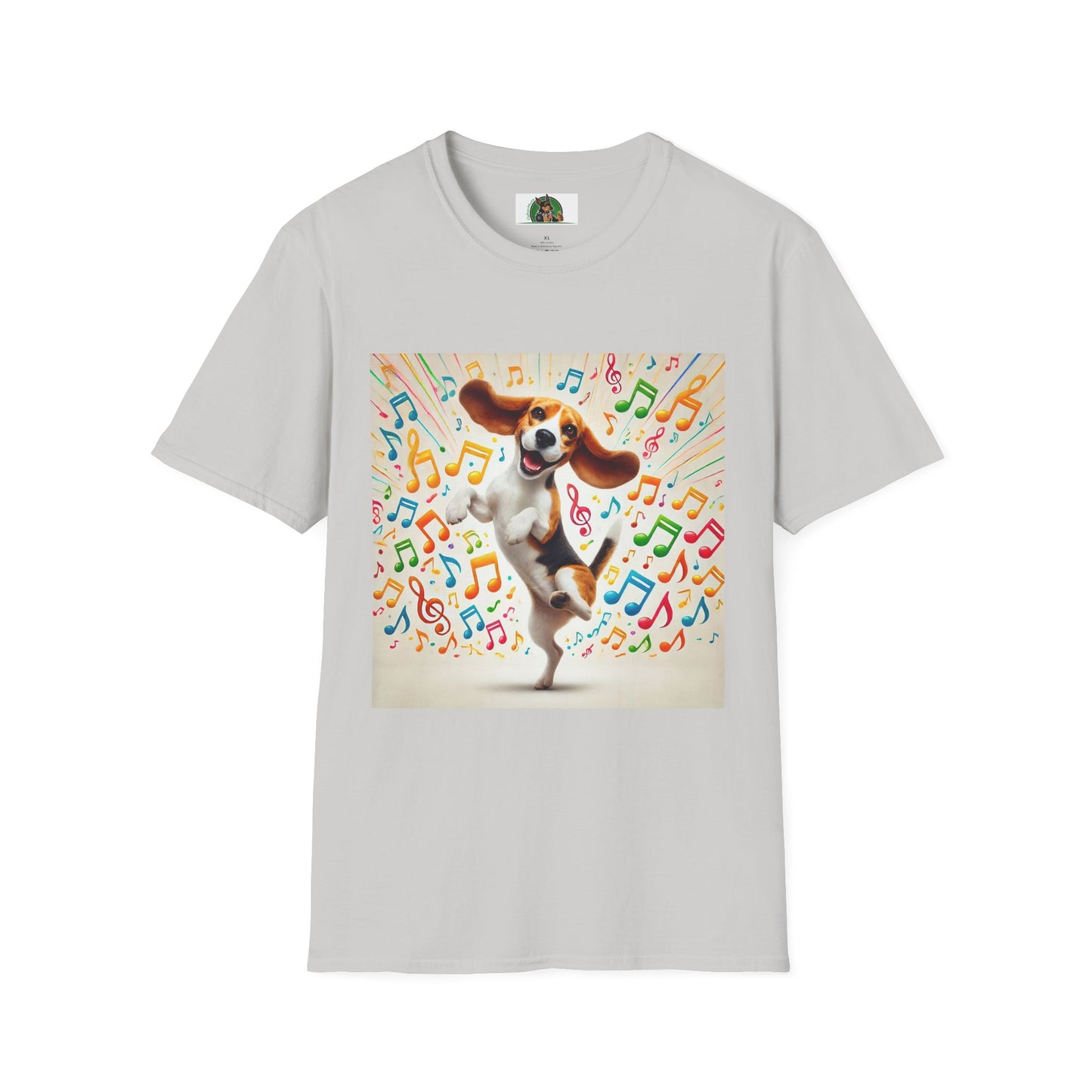 Beagle Dancing T-Shirt - Unisex Softstyle Tee T-Shirt Printify S Ice Grey