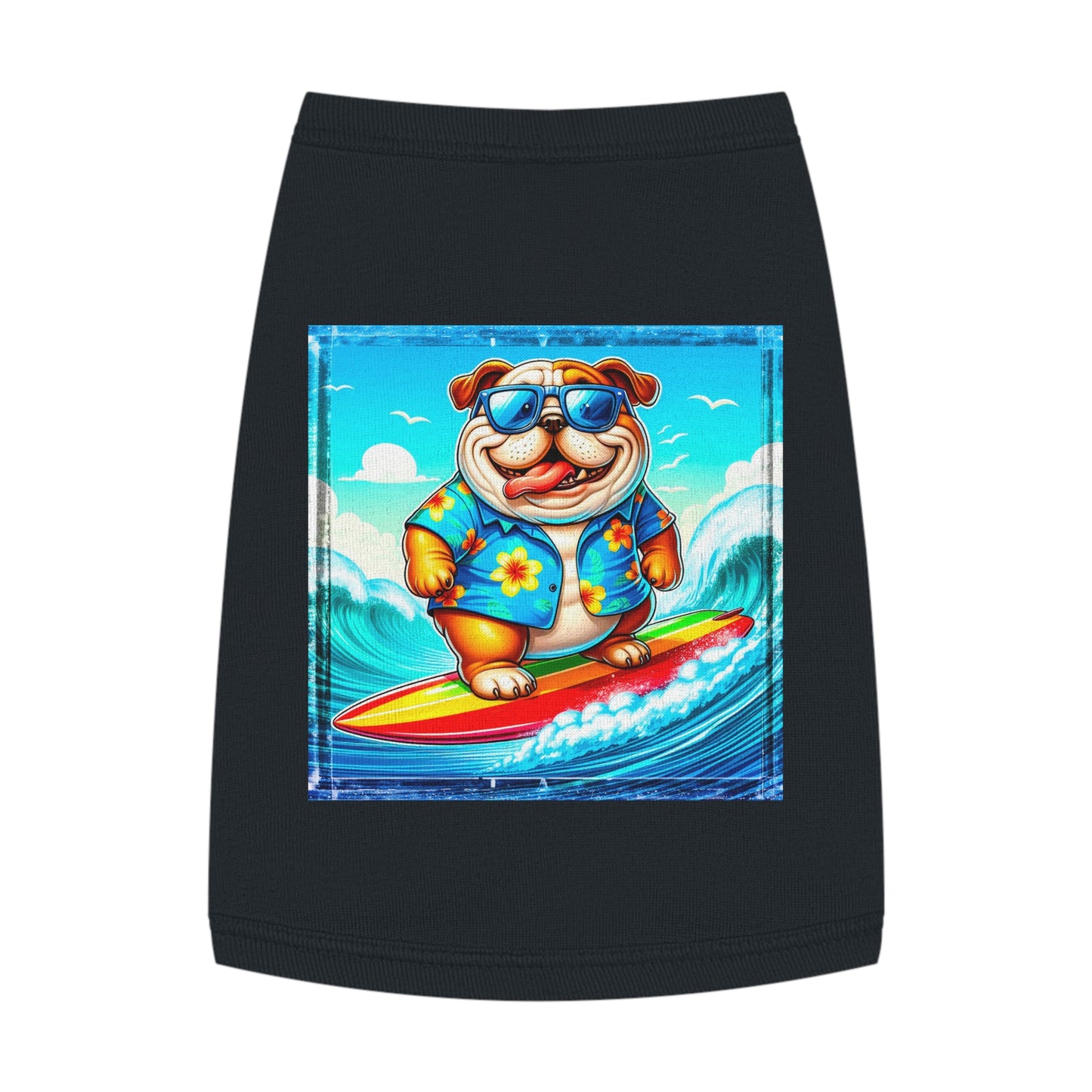 Pet Tank Top Bulldog surfing dog t shirt Pets Printify M Black