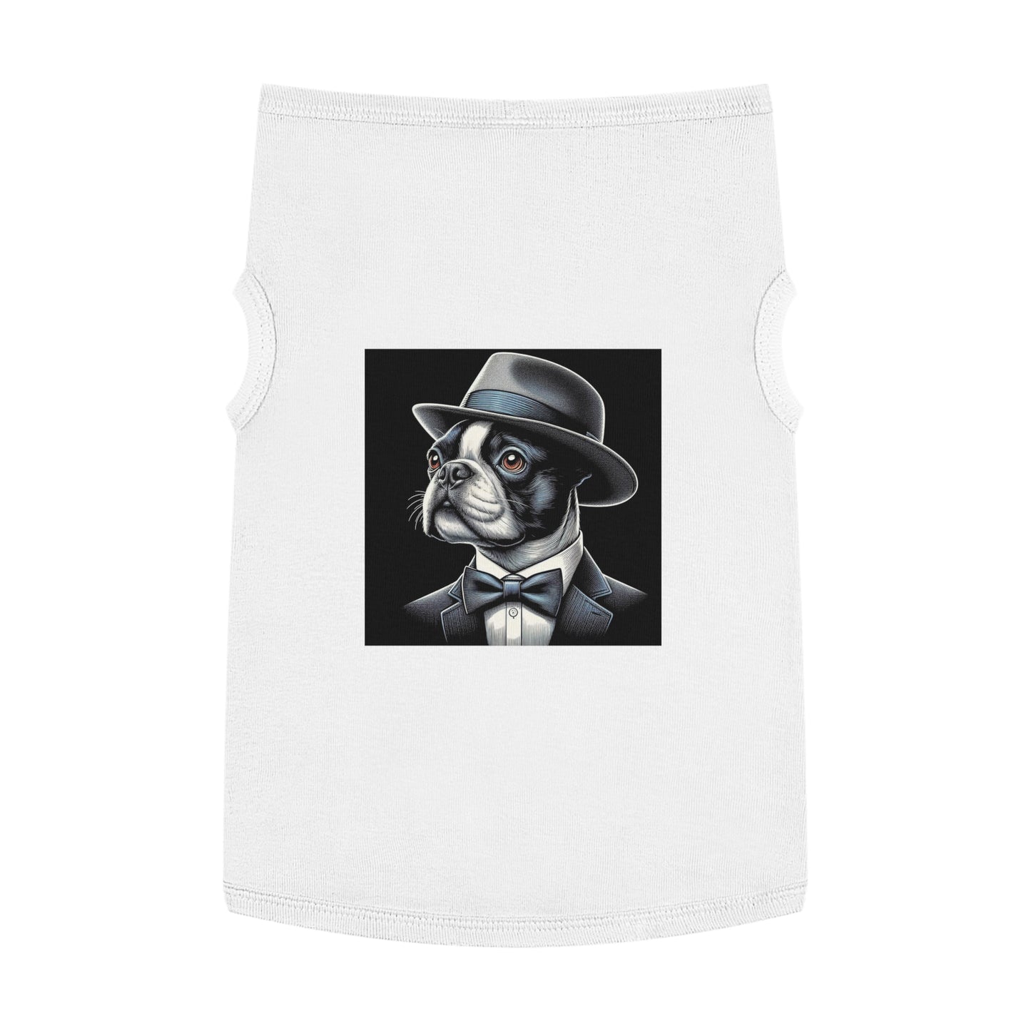 Dog Tank Top Boston Terrier Dog In Top Hat Pets Printify XL White