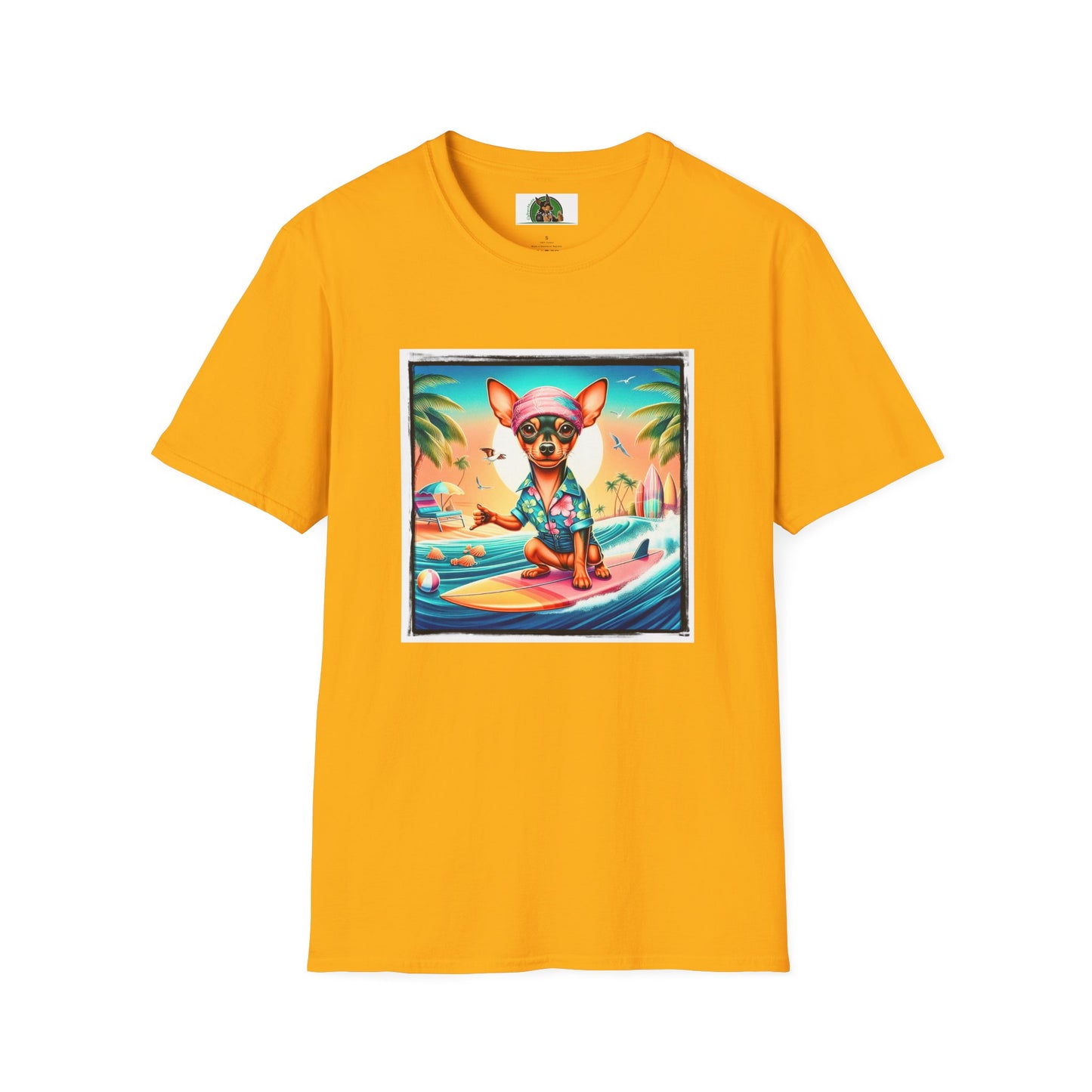 Min Pin T-Shirt Hawaiian surfing T-Shirt Printify S Gold
