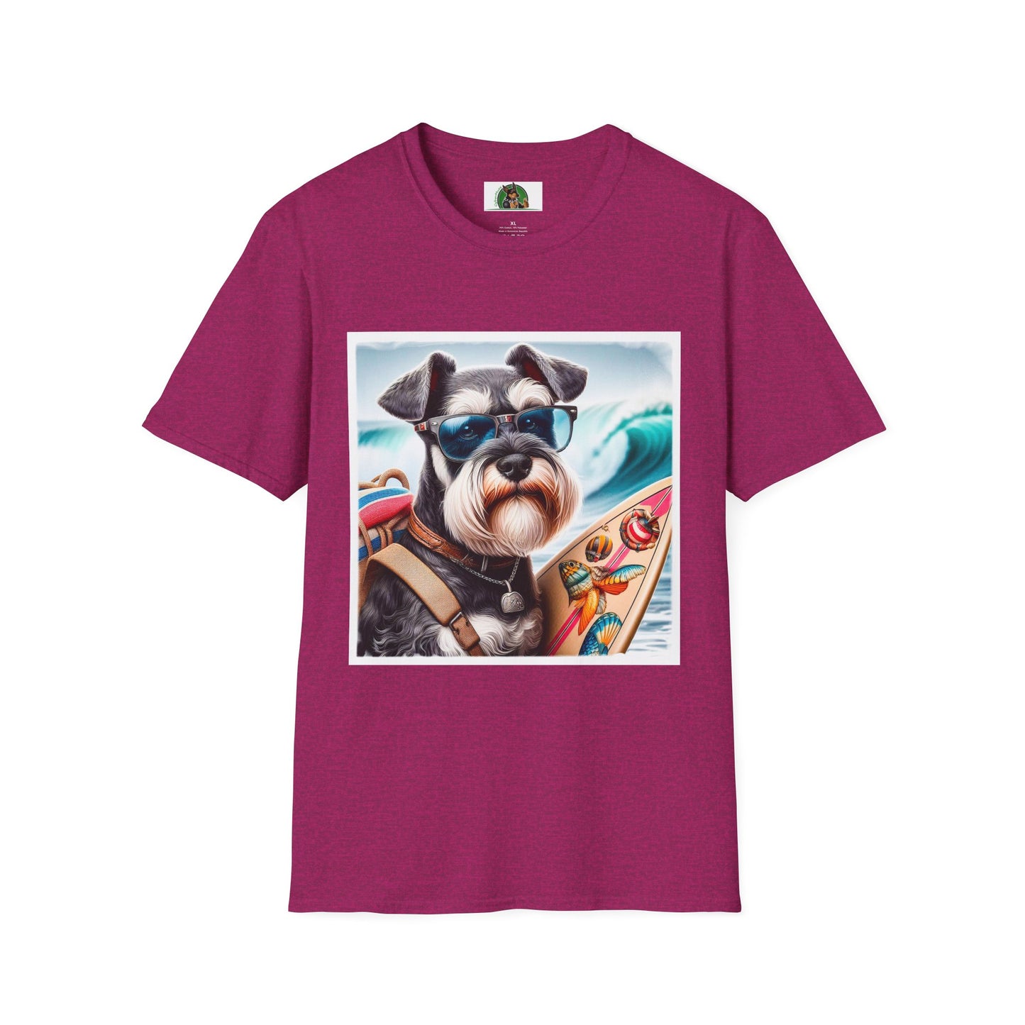 Miniature Schnauzer surfer dude shirt T-Shirt Printify S Antique Heliconia