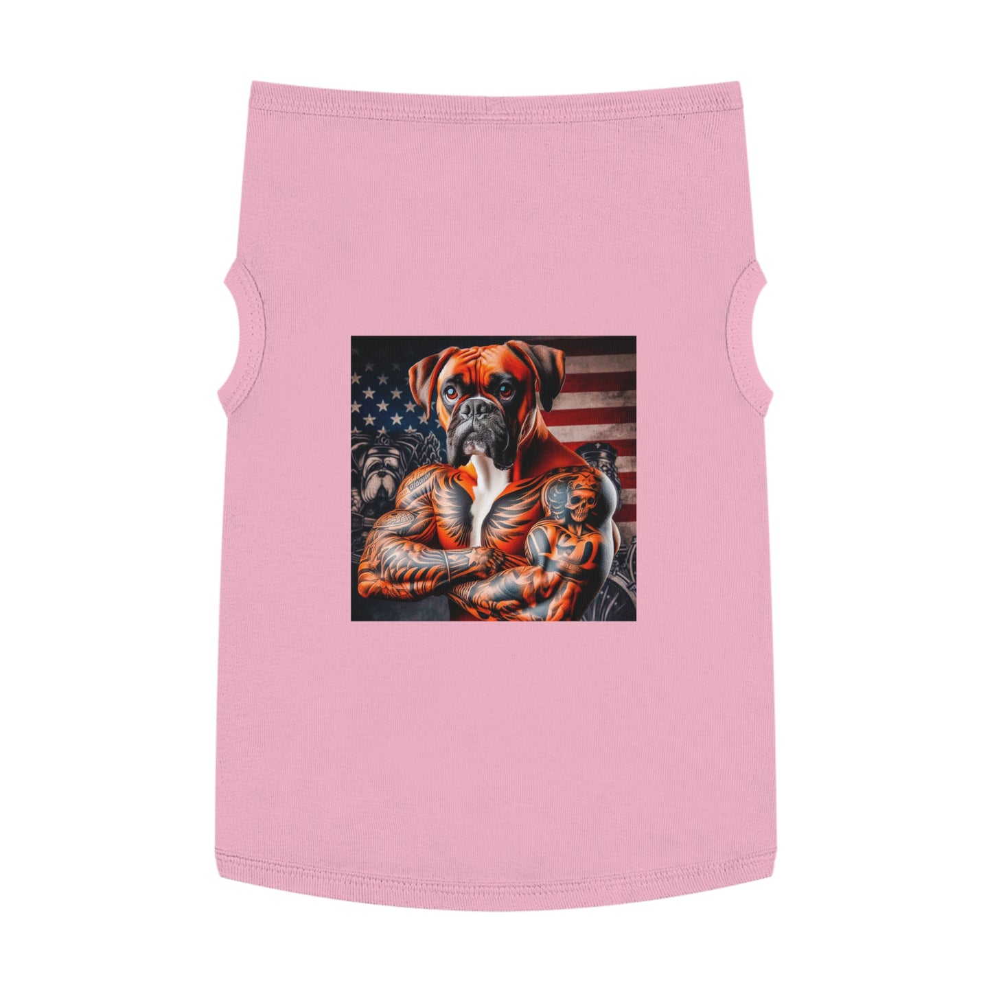 Pet Tank Top Boxer Dog American Flag Pets Printify XL Pink