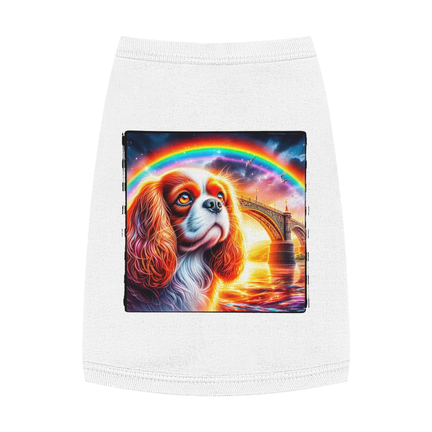 Pet Tank Top Cavalier King Charles Spaniel Rainbow bridge T Shirt Pets Printify