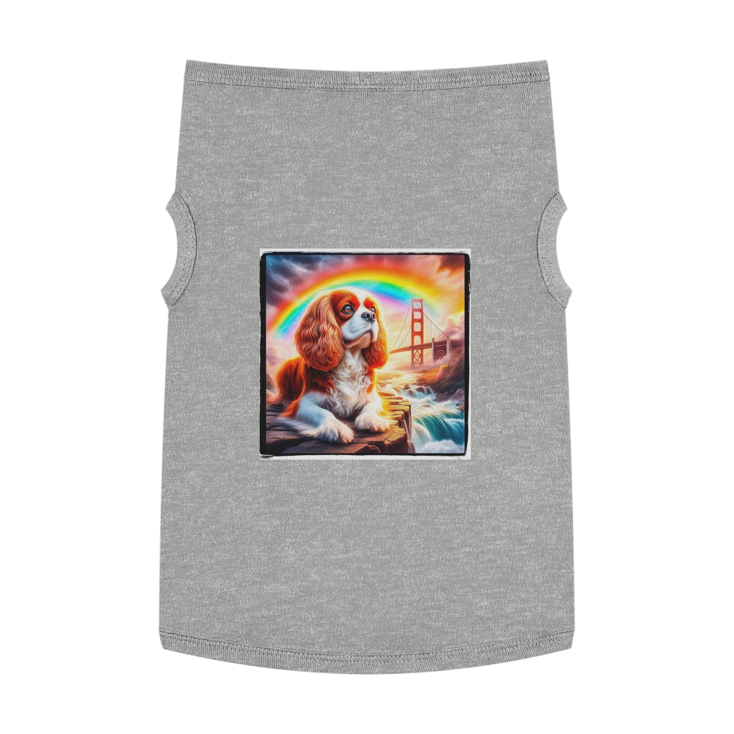 Pet Tank Top Cavalier King Charles Spaniel Rainbow bridge T Shirt Pets Printify XL Heather