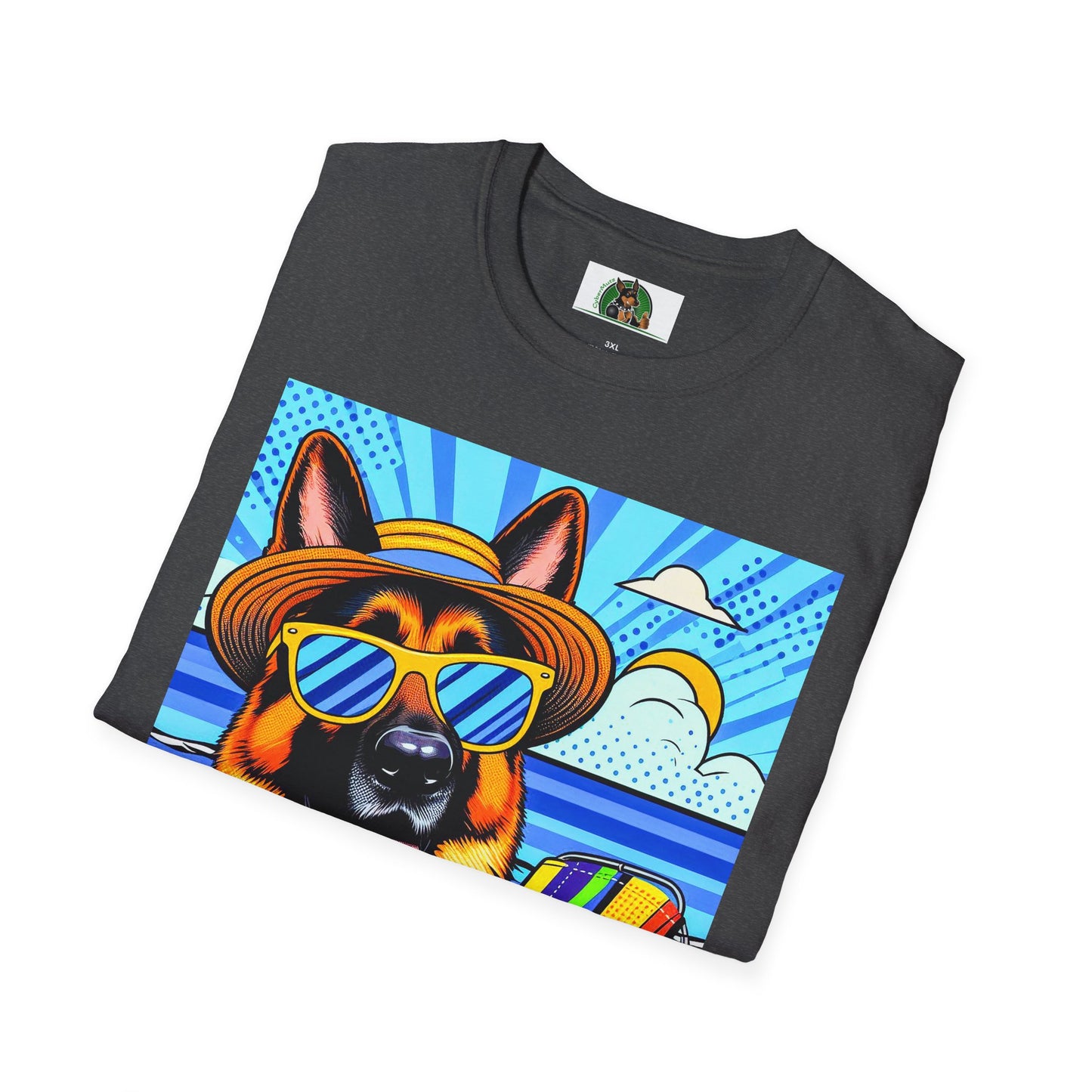German Shepherd beach puppy shirt T-Shirt Printify