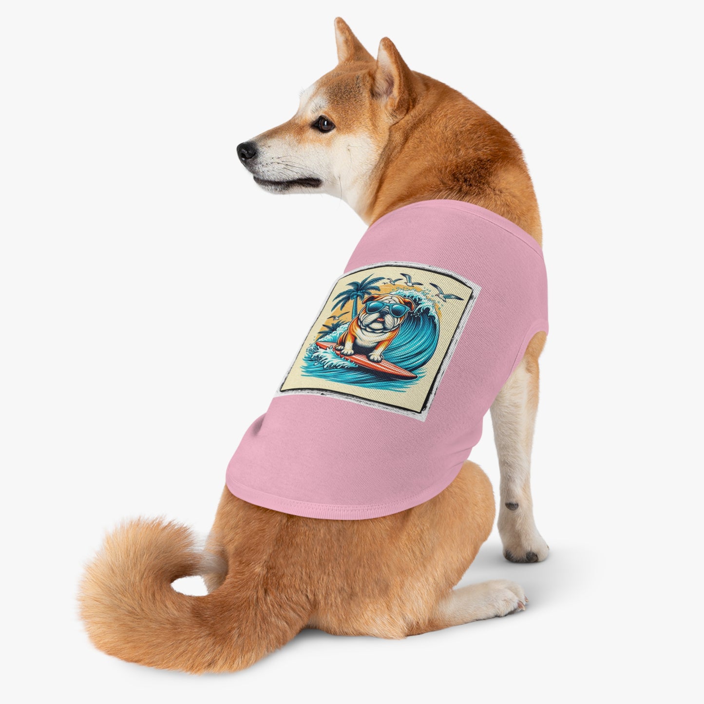 Pet Tank Top Bulldog Hawaiian surf t shirt