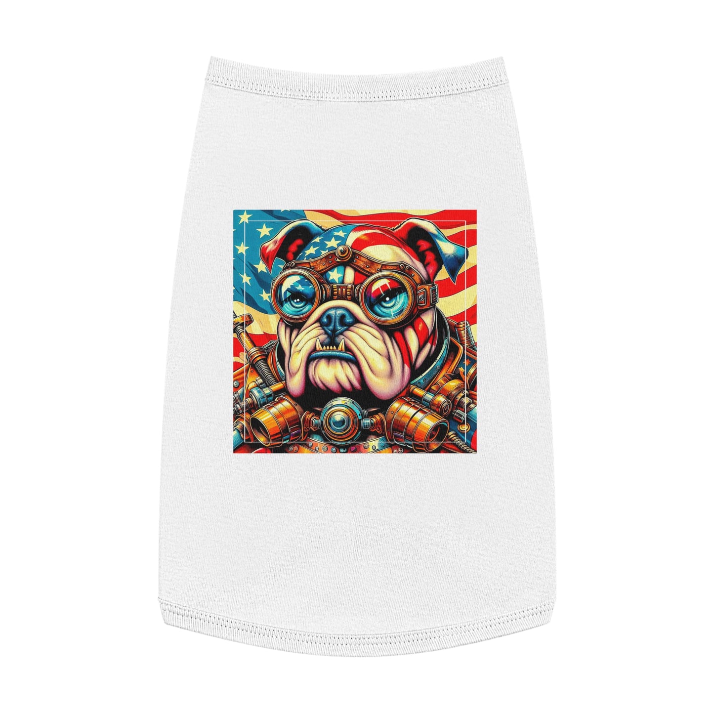 Pet Tank Top Bulldog American steampunk t shirt Pets Printify L White