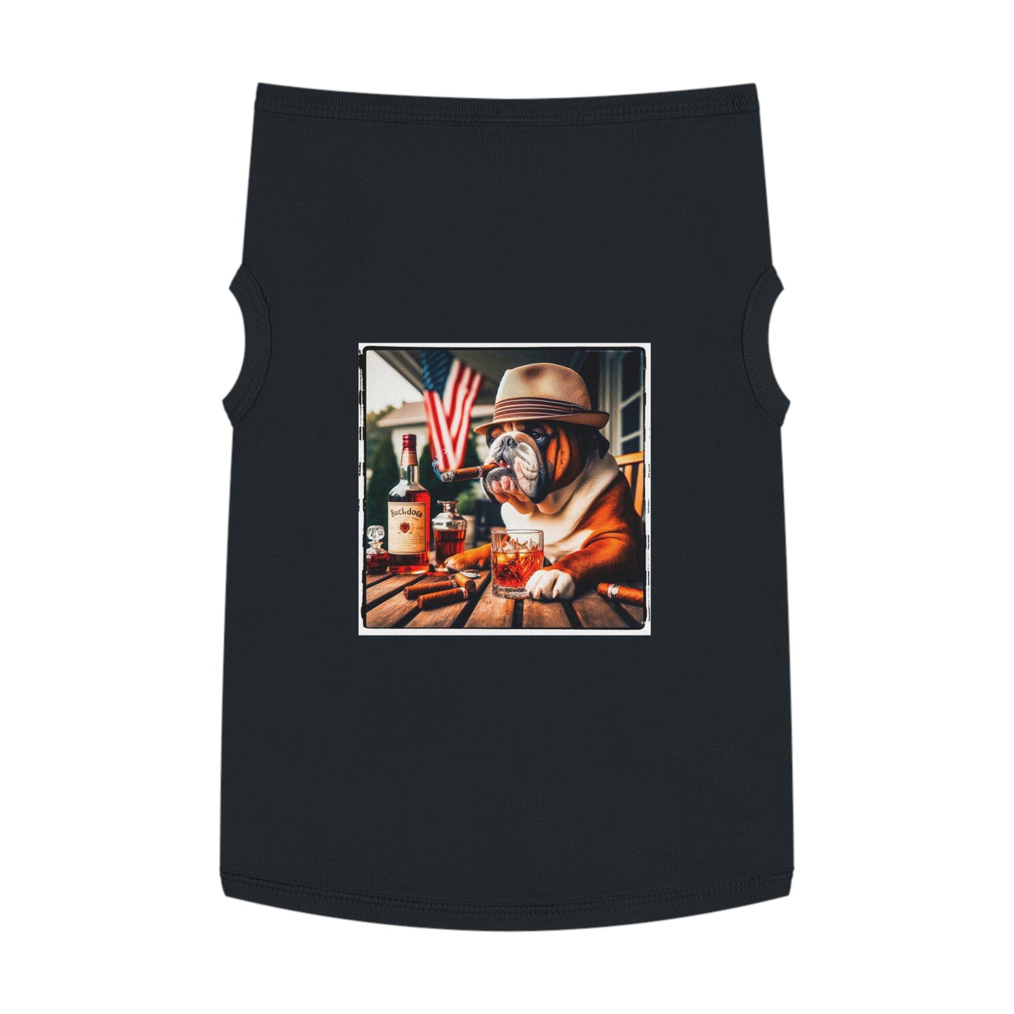 Pet Tank Top Bulldog cigar chilling t shirt Pets Printify