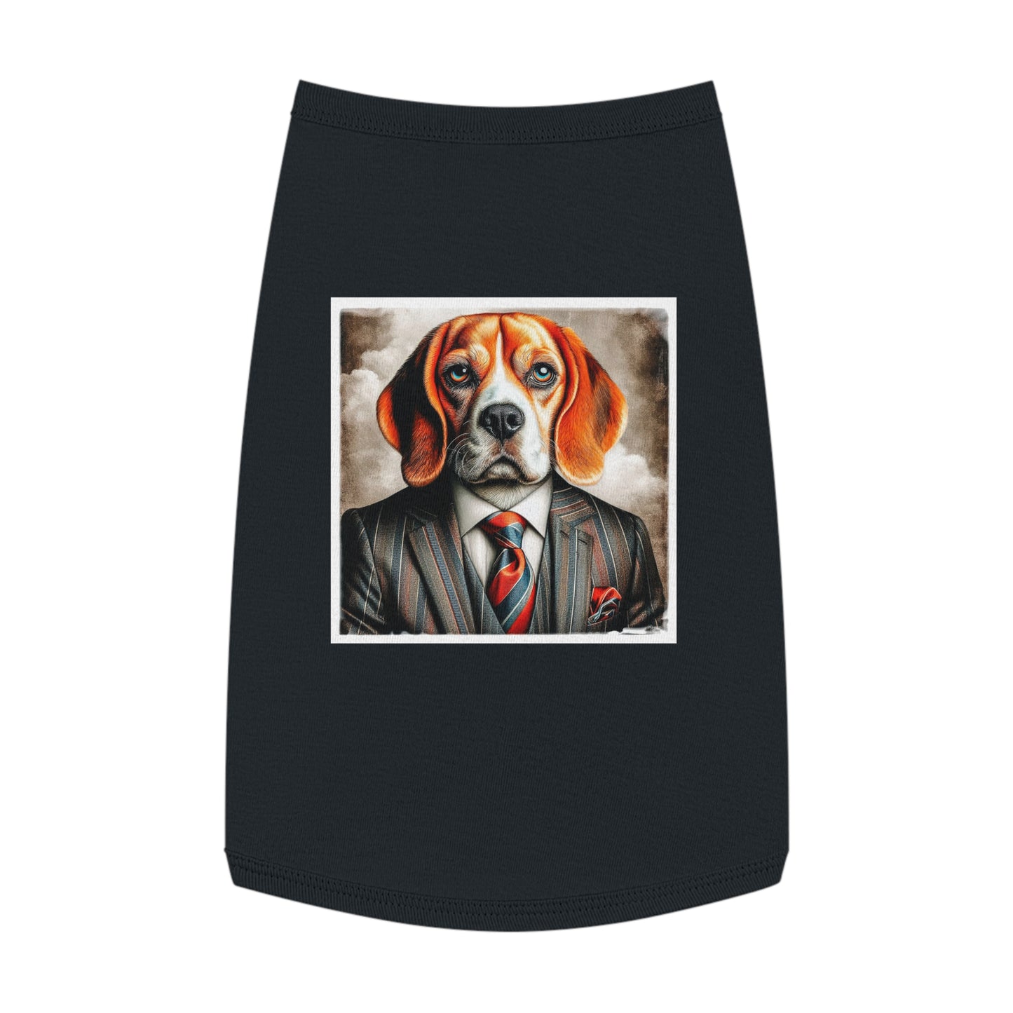 Pet Tank Top Beagle Dog Wearing Business Suit Pets Printify L Black