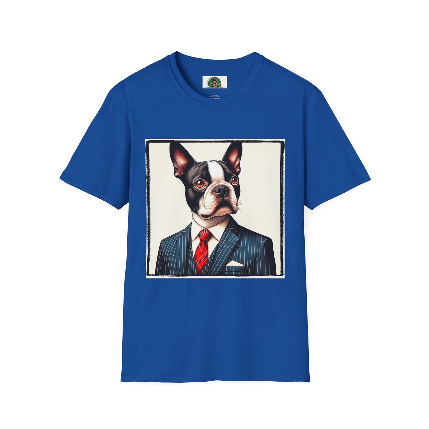 Boston Terrier Dog In Suit T-Shirt Printify XS Royal