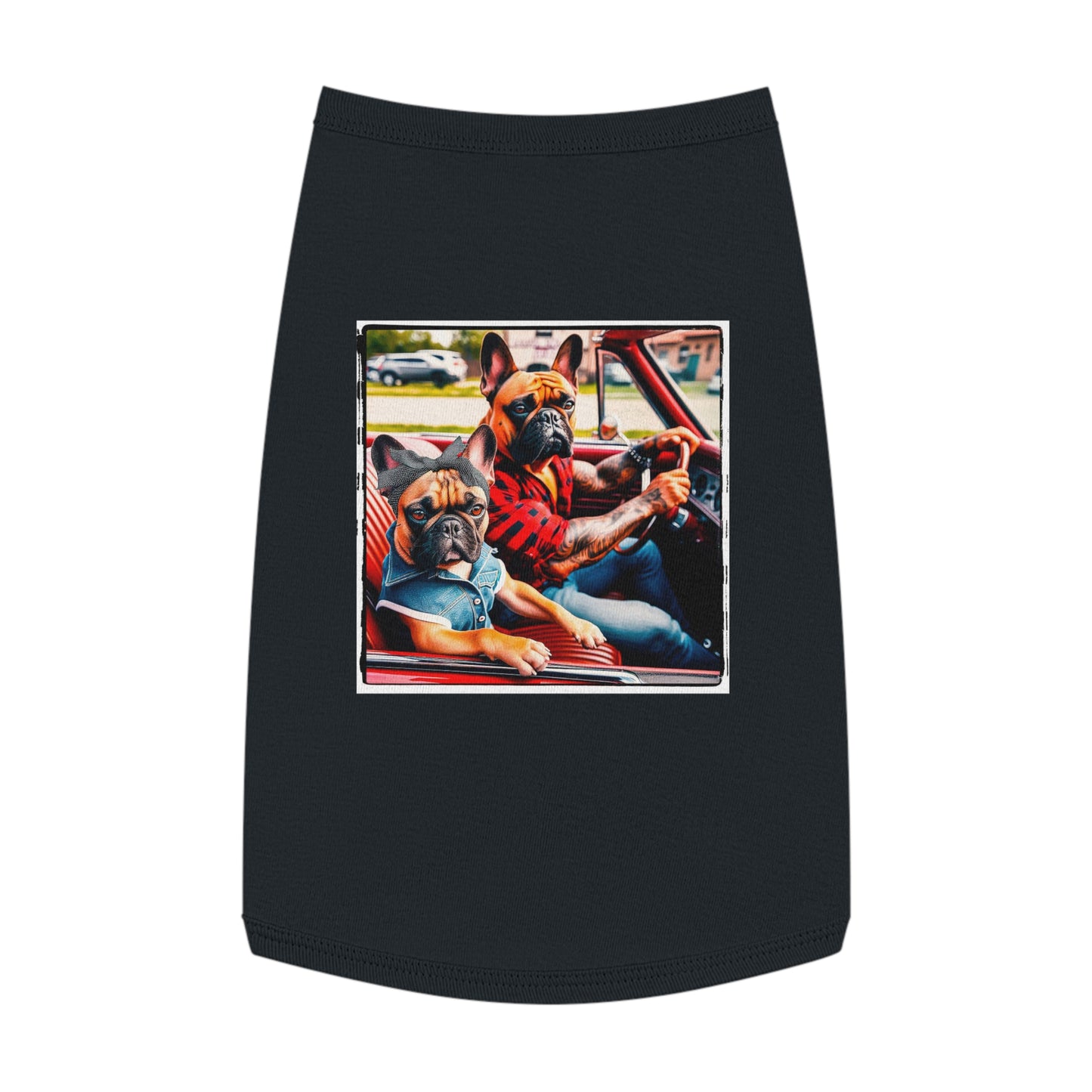Pet Tank Top French Bulldog family driving t shirt Pets Printify