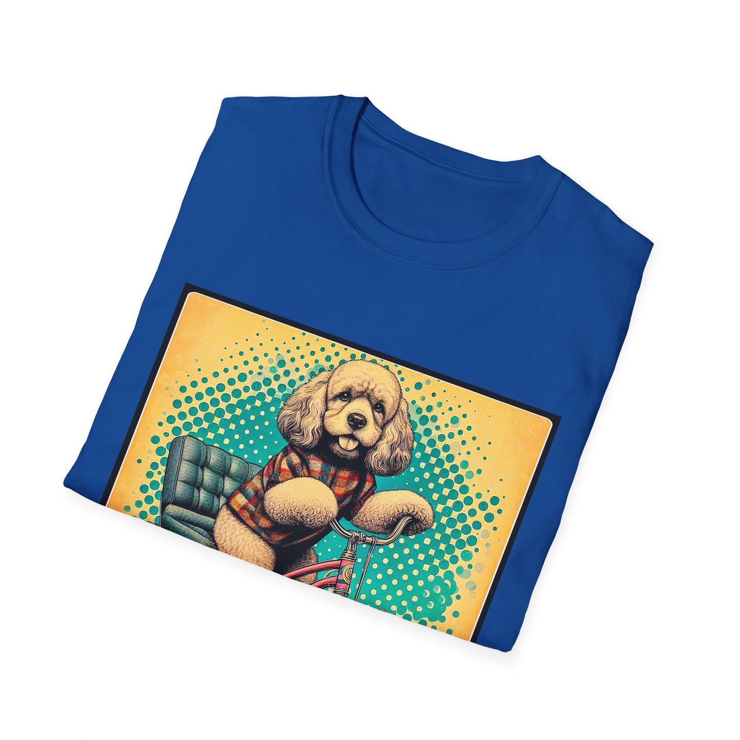 CockerPoo bike strolling t shirt T-Shirt Printify
