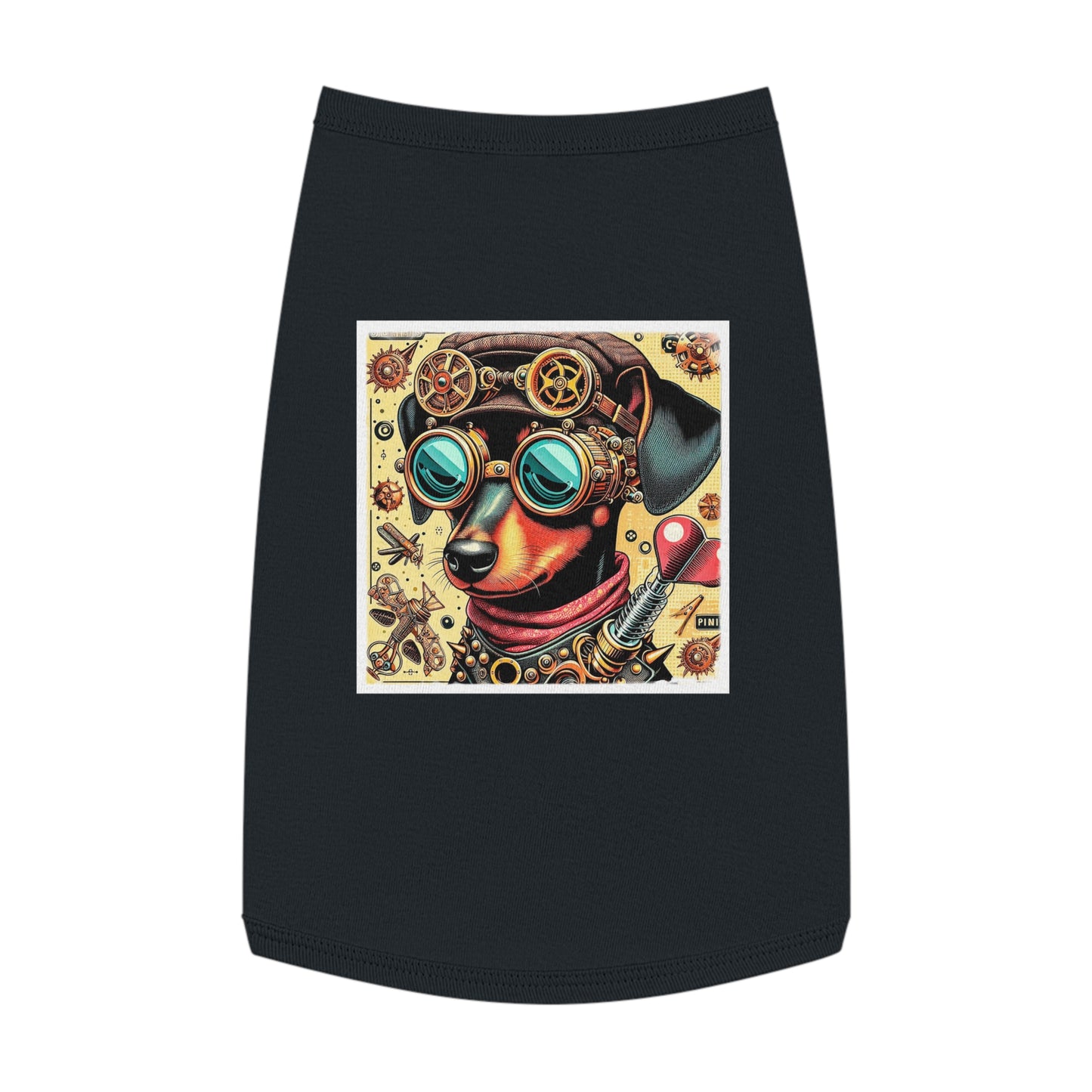 - Min Pin Tank Tops Steam punk puppy Pets Printify L Black