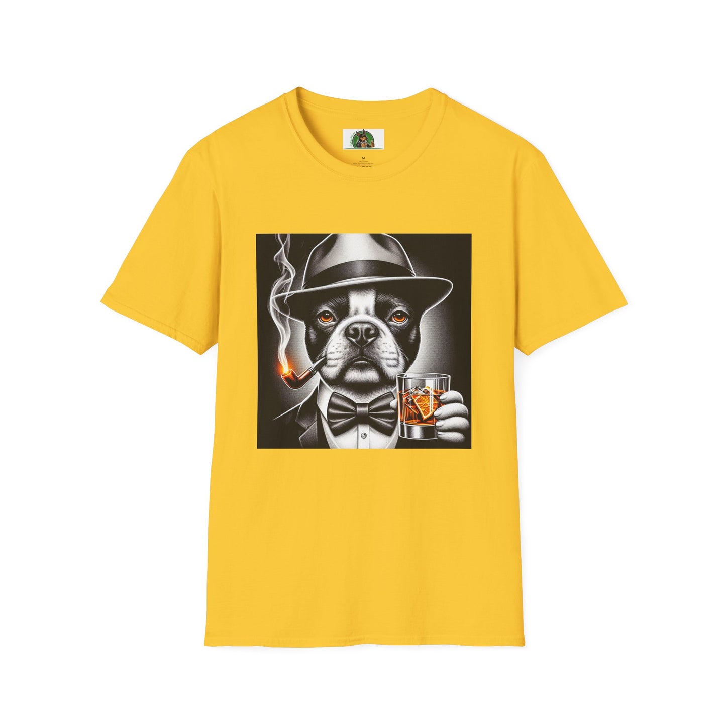 Boston Terrier Dog Smoking Pipe Drinking Whiskey T-Shirt Printify S Daisy