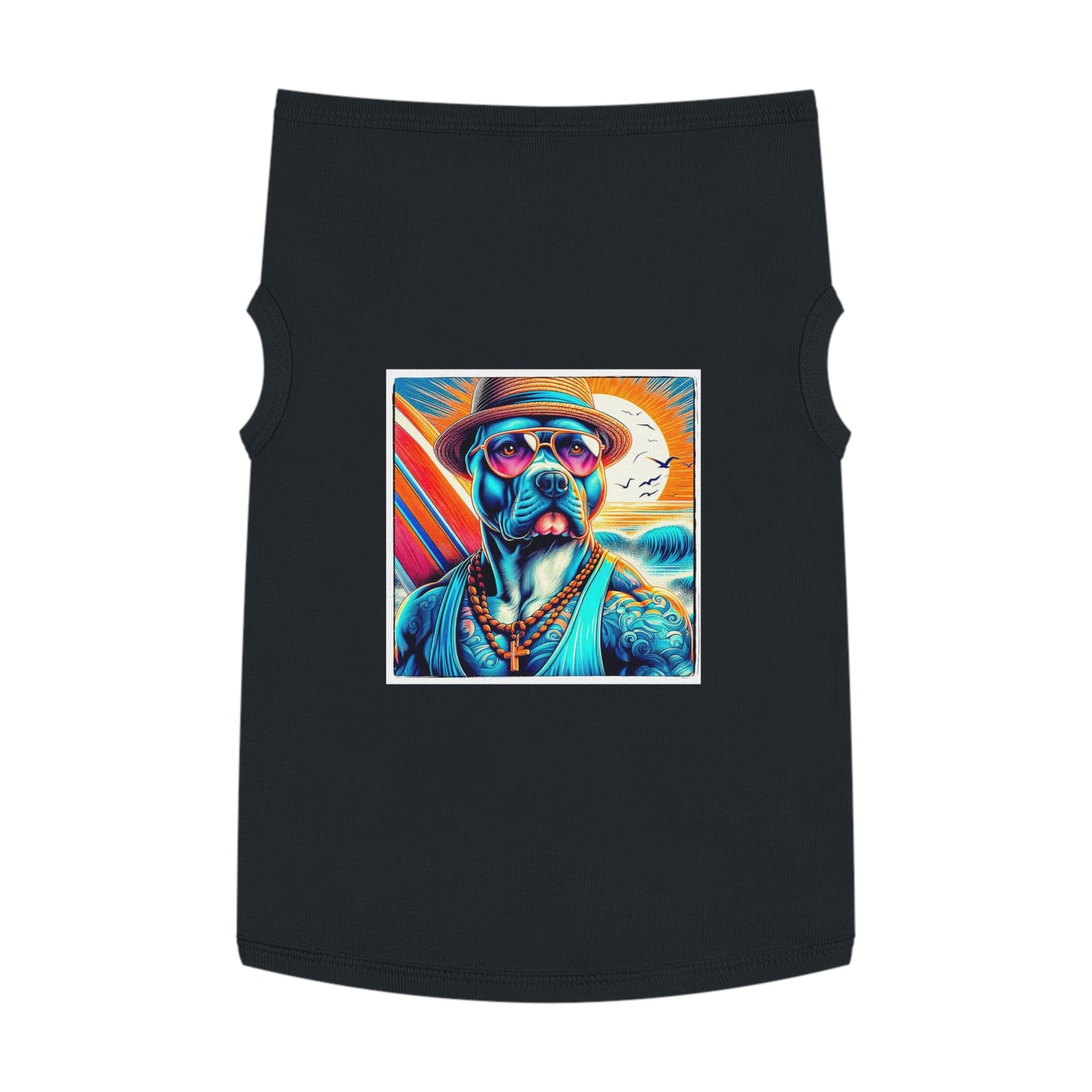 Pet Tank Top Pit Bull surfer Pets Printify XL Black