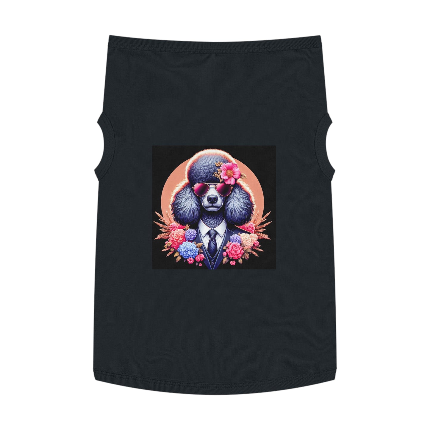 Pet Tank Top Poodle flower business msn Pets Printify XL Black
