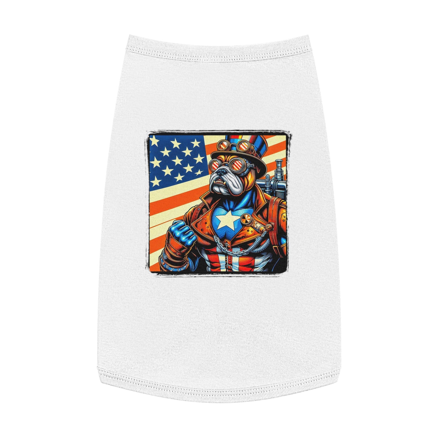 Pet Tank Top Bulldog American steampunk t shirt Pets Printify L White