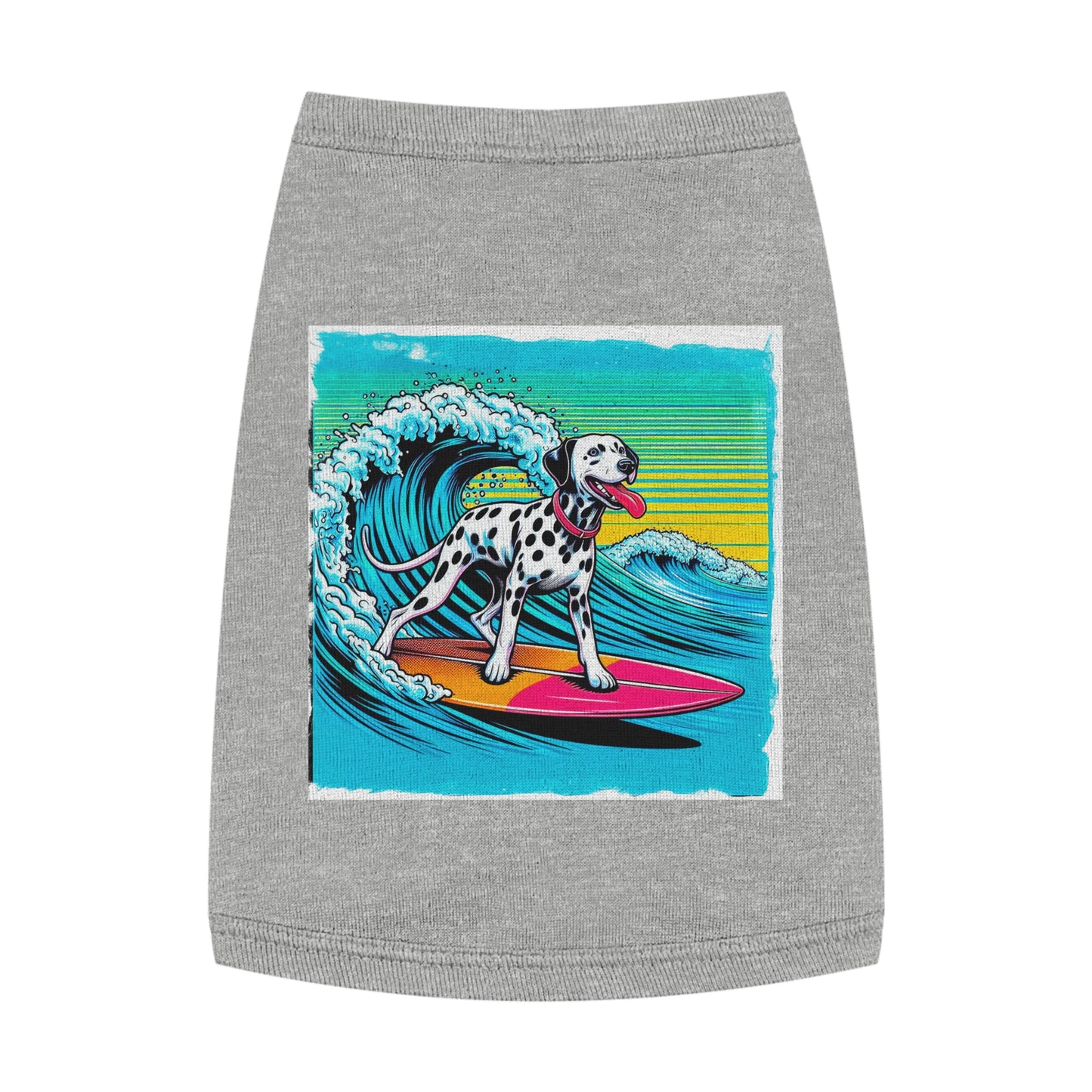 Pet Tank Top Dalmatian colorful waves t shirt Pets Printify M Heather