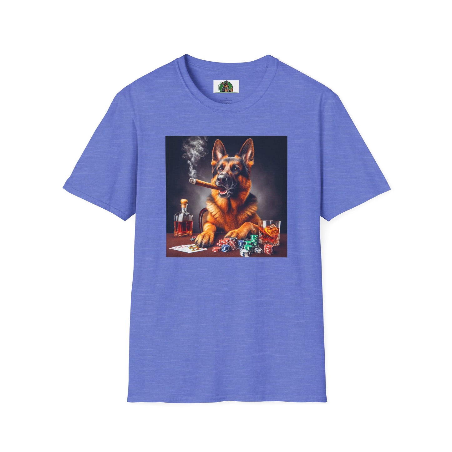 German Shepherd smoking shirt T-Shirt Printify S Heather Royal