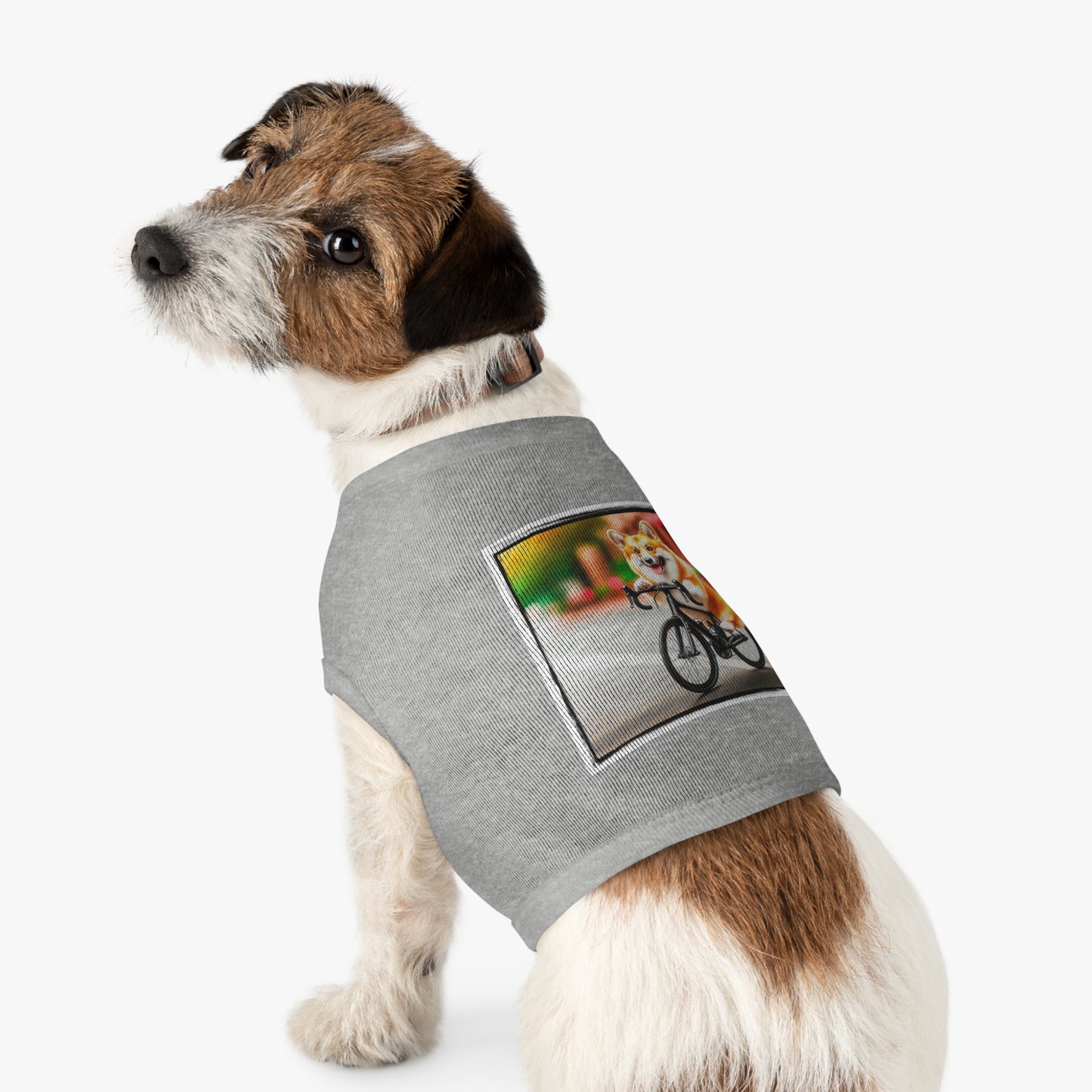 Pet Tank Top Pembroke Welsh Corgi bike riding Pets Printify