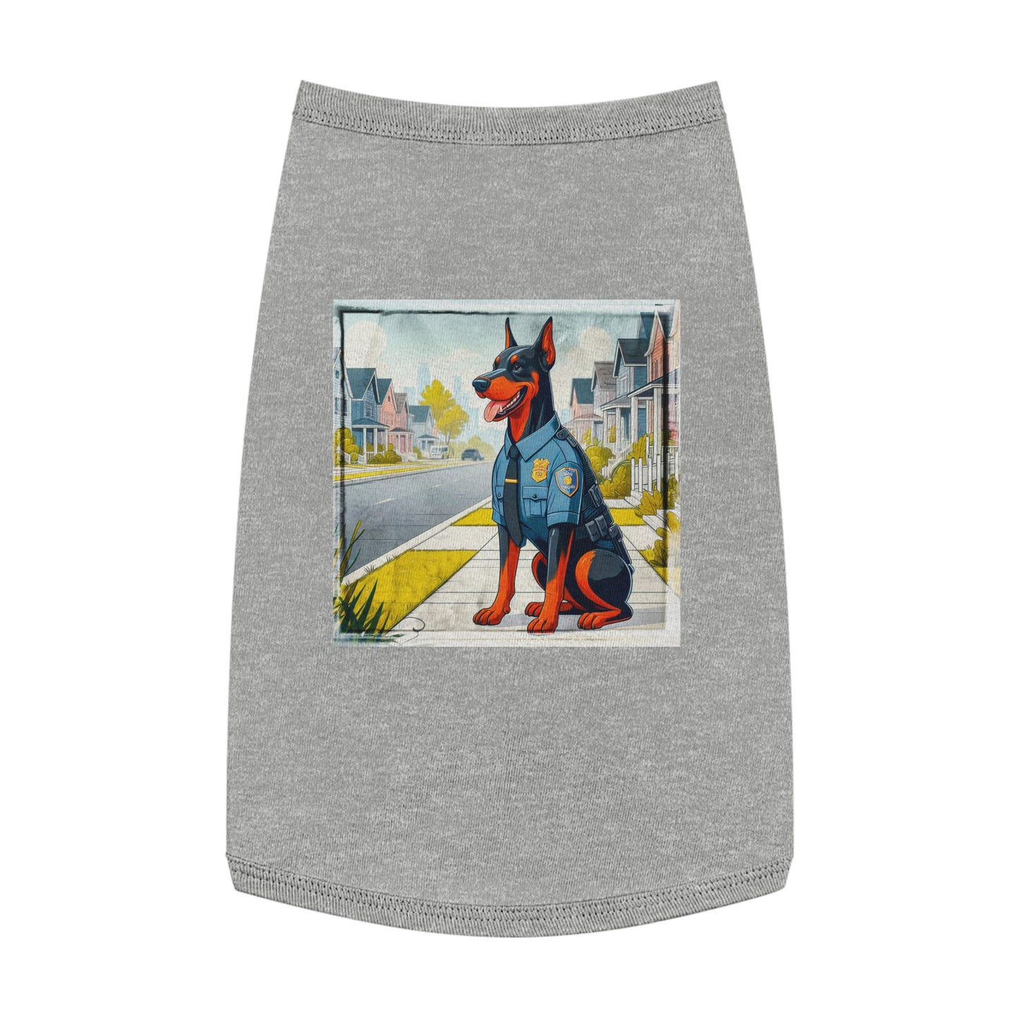 Pet Tank Top Doberman cop hero t shirt Pets Printify L Heather