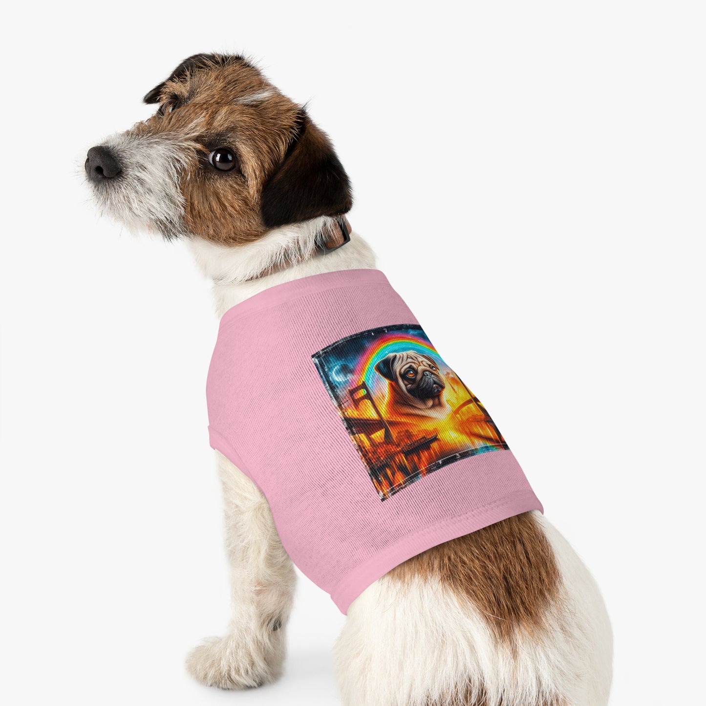 Pet Tank Top Pug bridge and rainbow Pets Printify