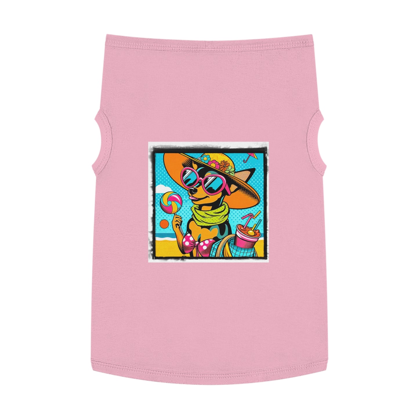 Min Pin Tank Tops beach babe Pets Printify XL Pink
