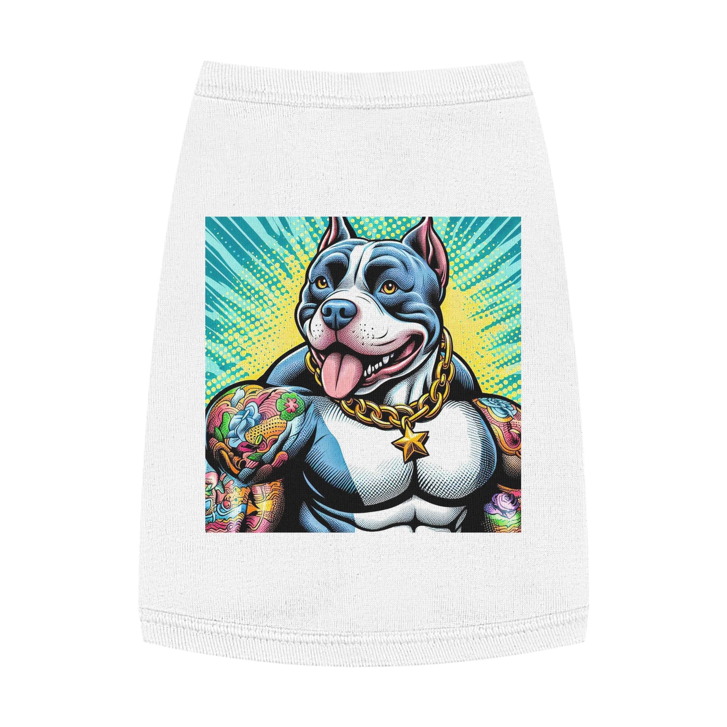 Pet Tank Top Pit Bull huge muscles shirt Pets Printify M White