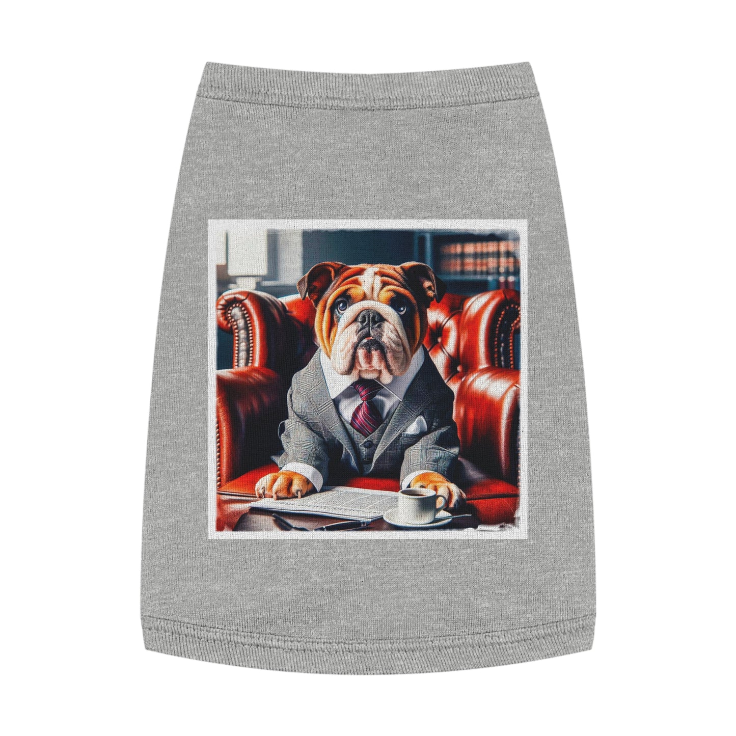Pet Tank Top Bulldog sitting business man t shirt Pets Printify M Heather
