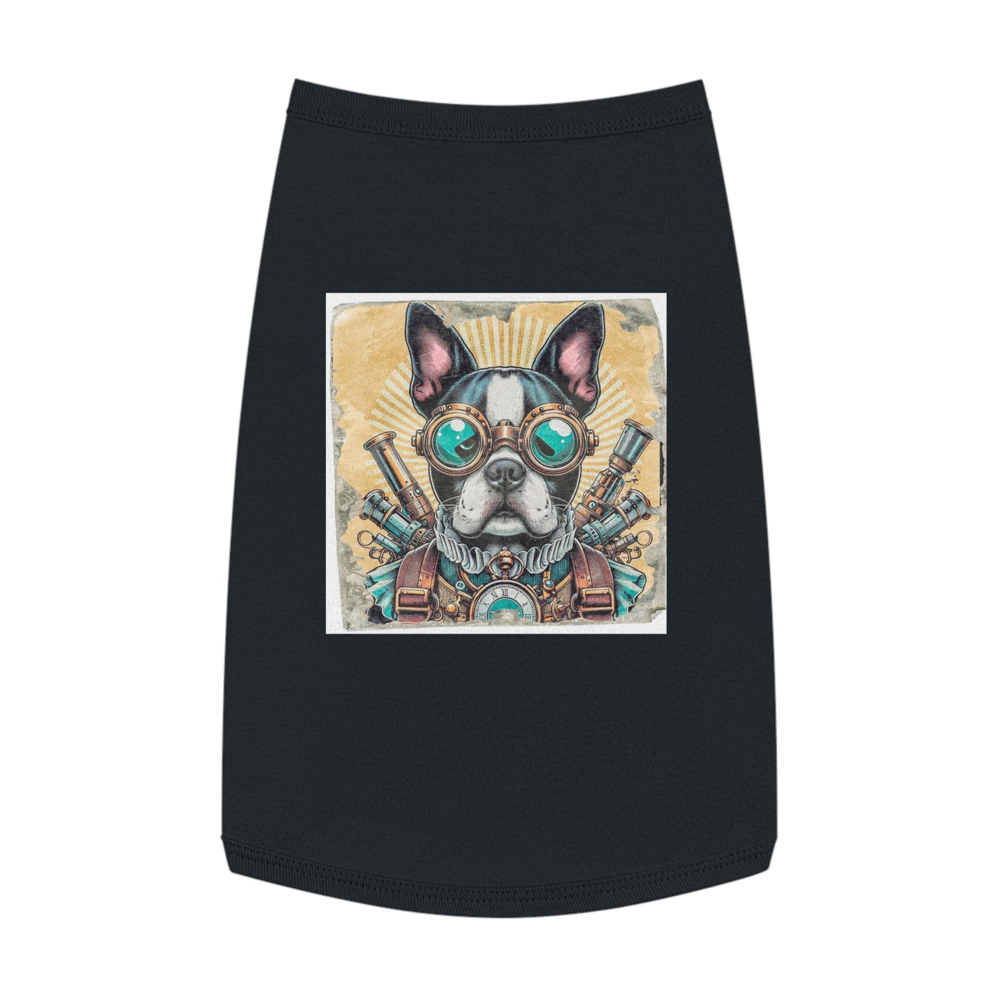 Pet Tank Top Boston Terrier In Steampunk Clothes Pets Printify L Black