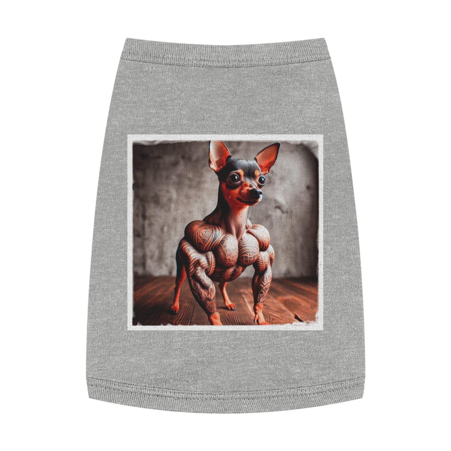 - Min Pin Tank Tops tiny muscles Pets Printify M Heather