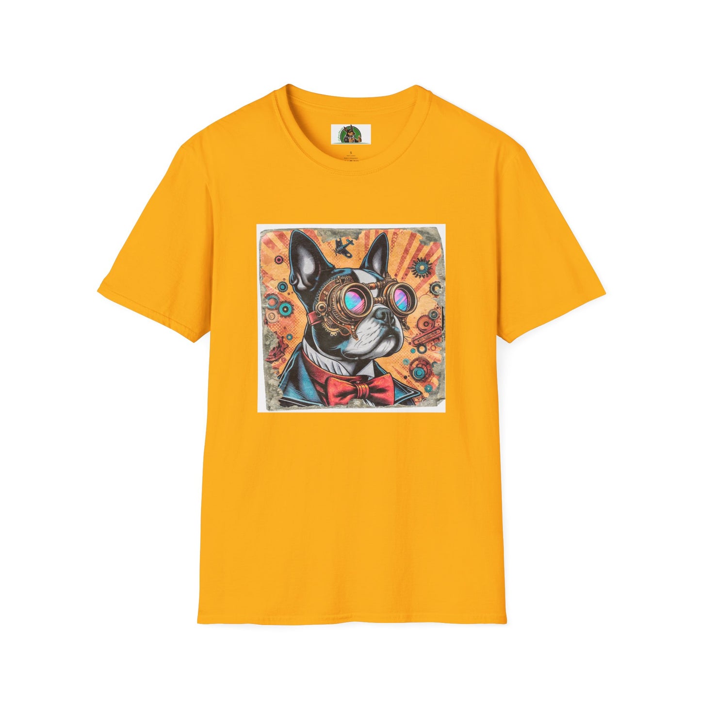 Steampunk Boston Terrier T-Shirt T-Shirt Printify S Gold