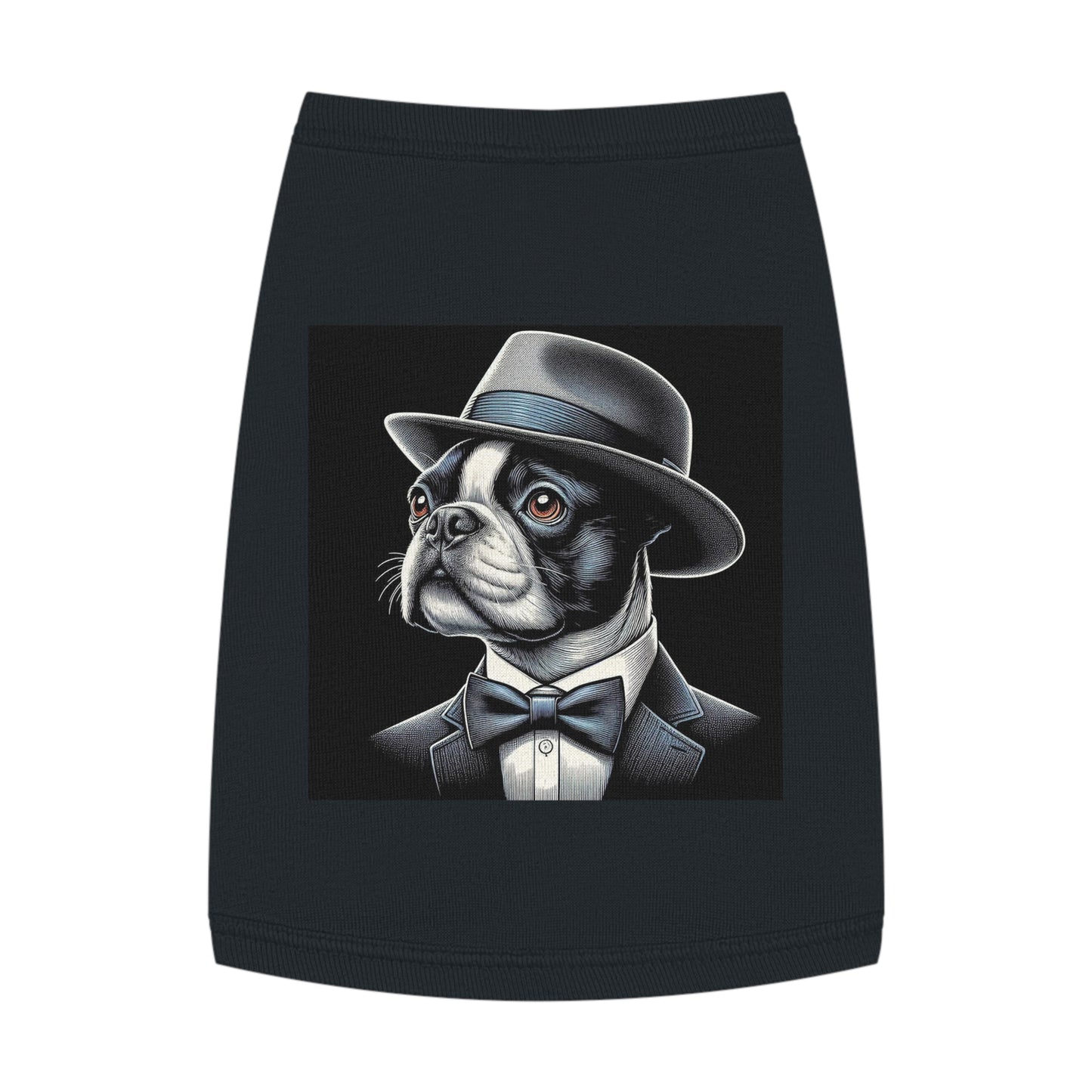 Dog Tank Top Boston Terrier Dog In Top Hat Pets Printify M Black