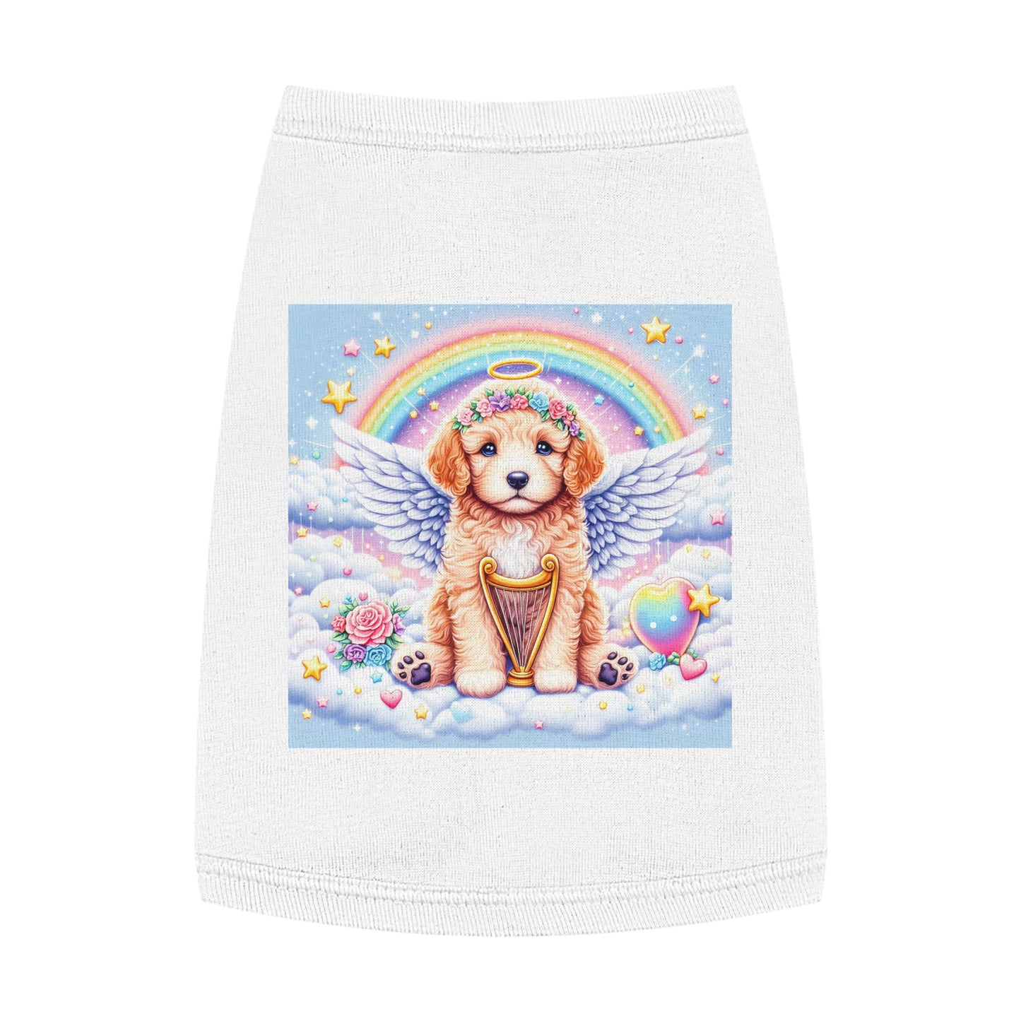 Pet Tank Golden Doodle baby Angel shirt Pets Printify M White