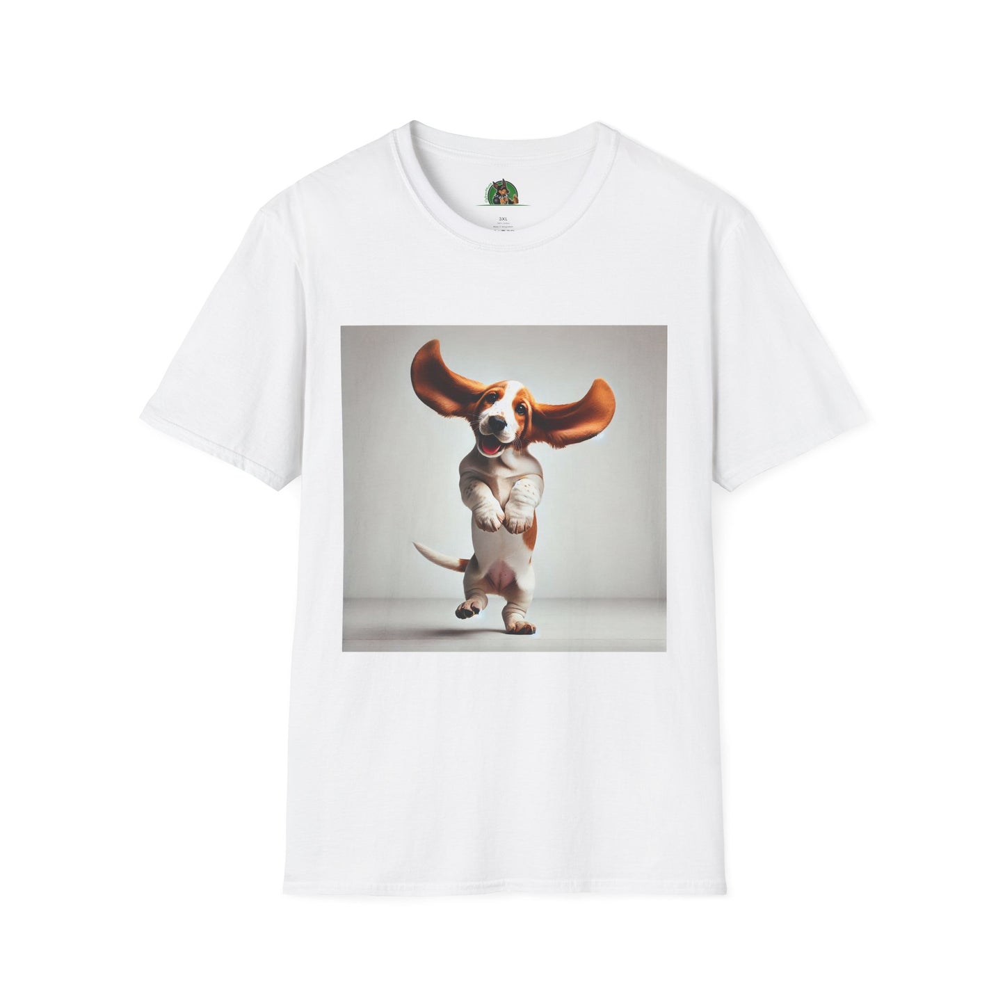 Bassett Hound T-Shirt - Dancing Dog Design T-Shirt Printify XS White